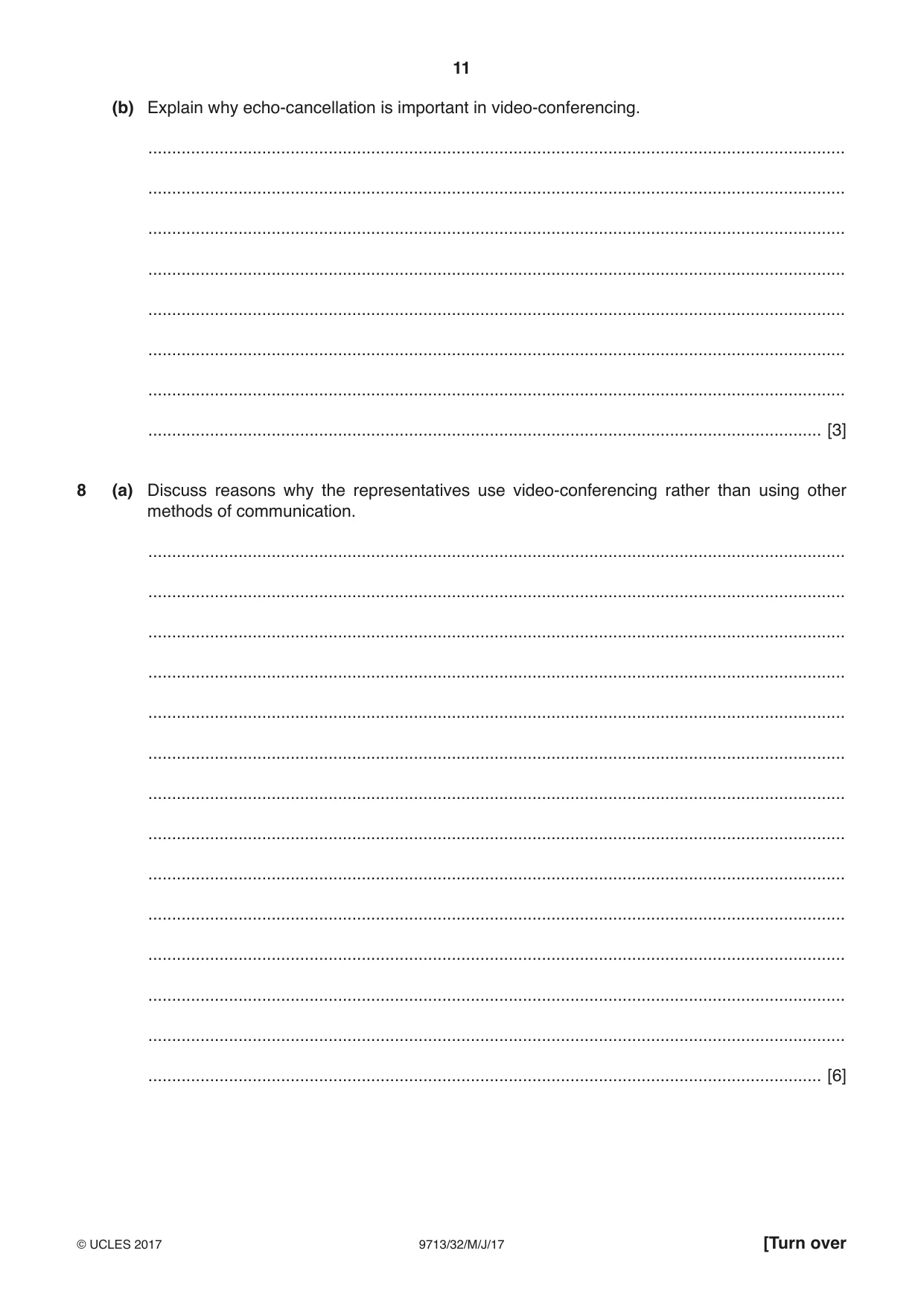 Cambridge A Level Applied Information and Communication Technology 9713 2017 May/June Paper 3 · Variant 2 question paper, page 11 of 16