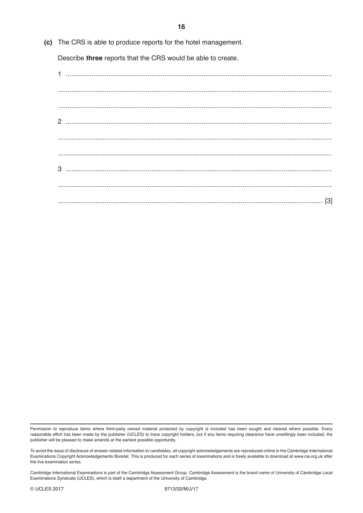 Cambridge A Level Applied Information and Communication Technology 9713 2017 May/June Paper 3 · Variant 2 question paper, page 16 of 16