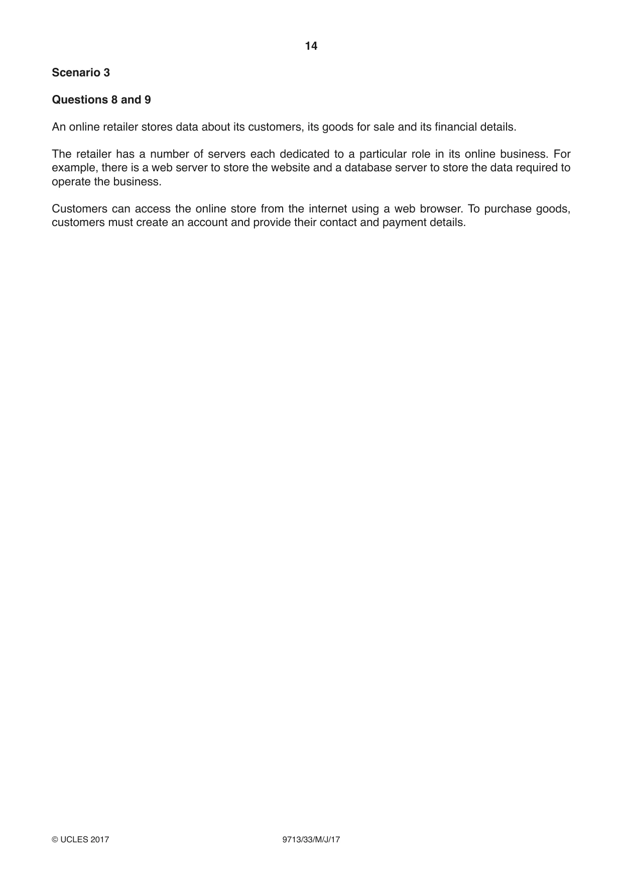 Cambridge A Level Applied Information and Communication Technology 9713 2017 May/June Paper 3 · Variant 3 question paper, page 14 of 20