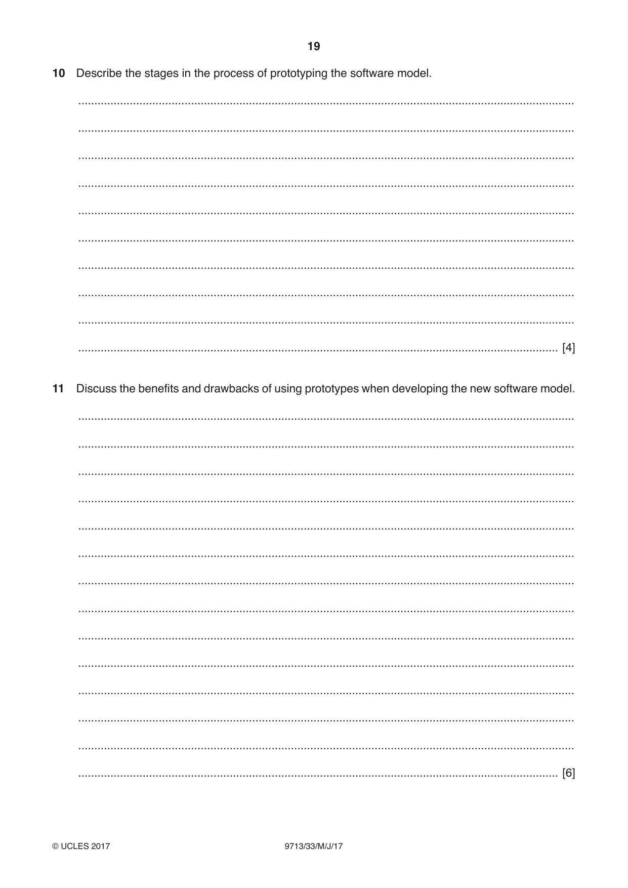 Cambridge A Level Applied Information and Communication Technology 9713 2017 May/June Paper 3 · Variant 3 question paper, page 19 of 20