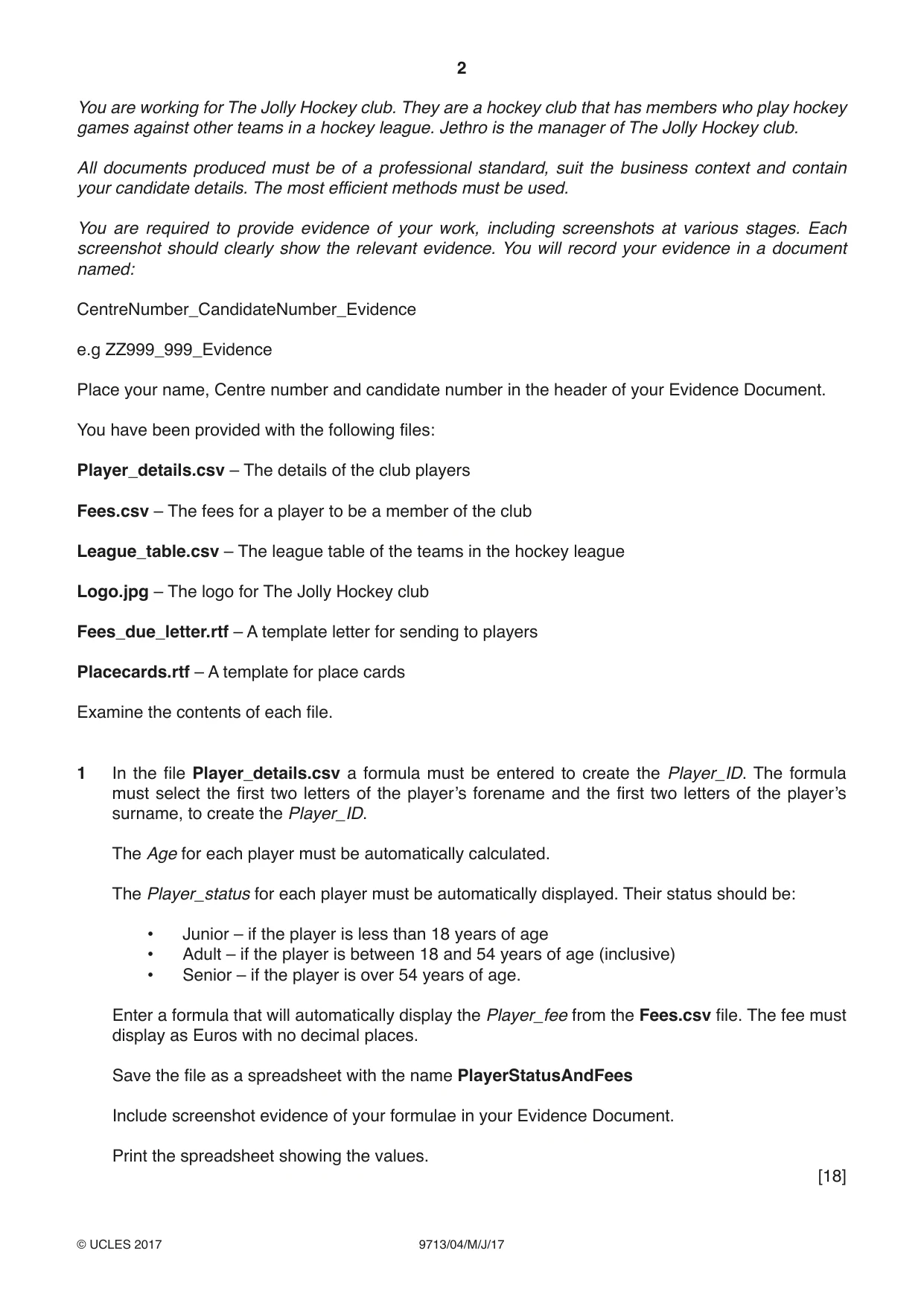 Cambridge A Level Applied Information and Communication Technology 9713 2017 May/June Paper 4 · Variant 1 question paper, page 2 of 4