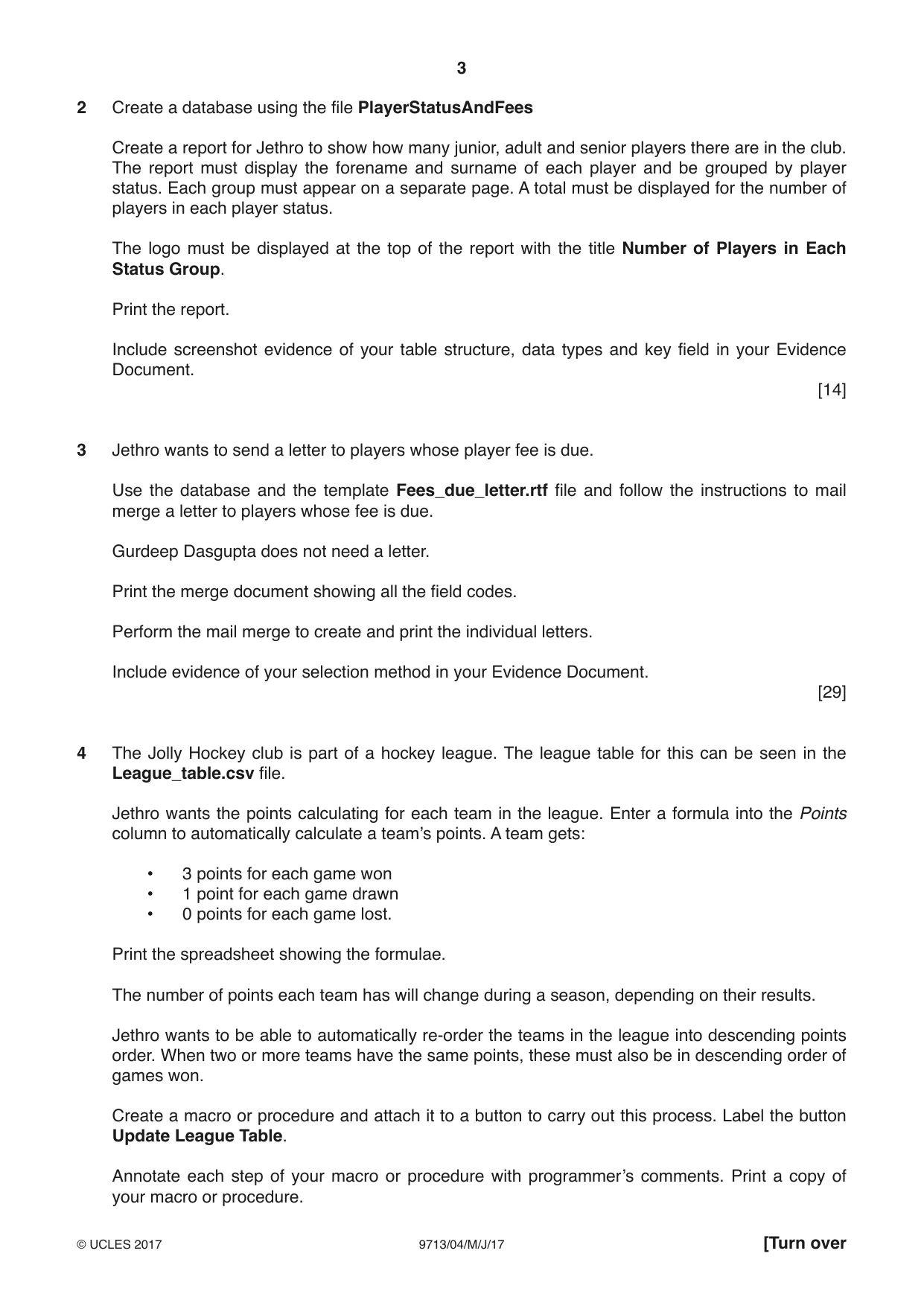 Cambridge A Level Applied Information and Communication Technology 9713 2017 May/June Paper 4 · Variant 1 question paper, page 3 of 4