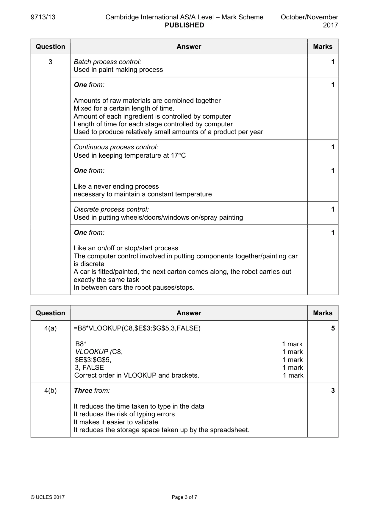 Mark scheme, page 3 of 7