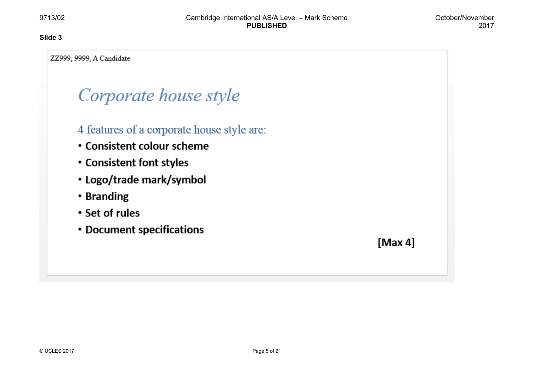 Mark scheme, page 5 of 21
