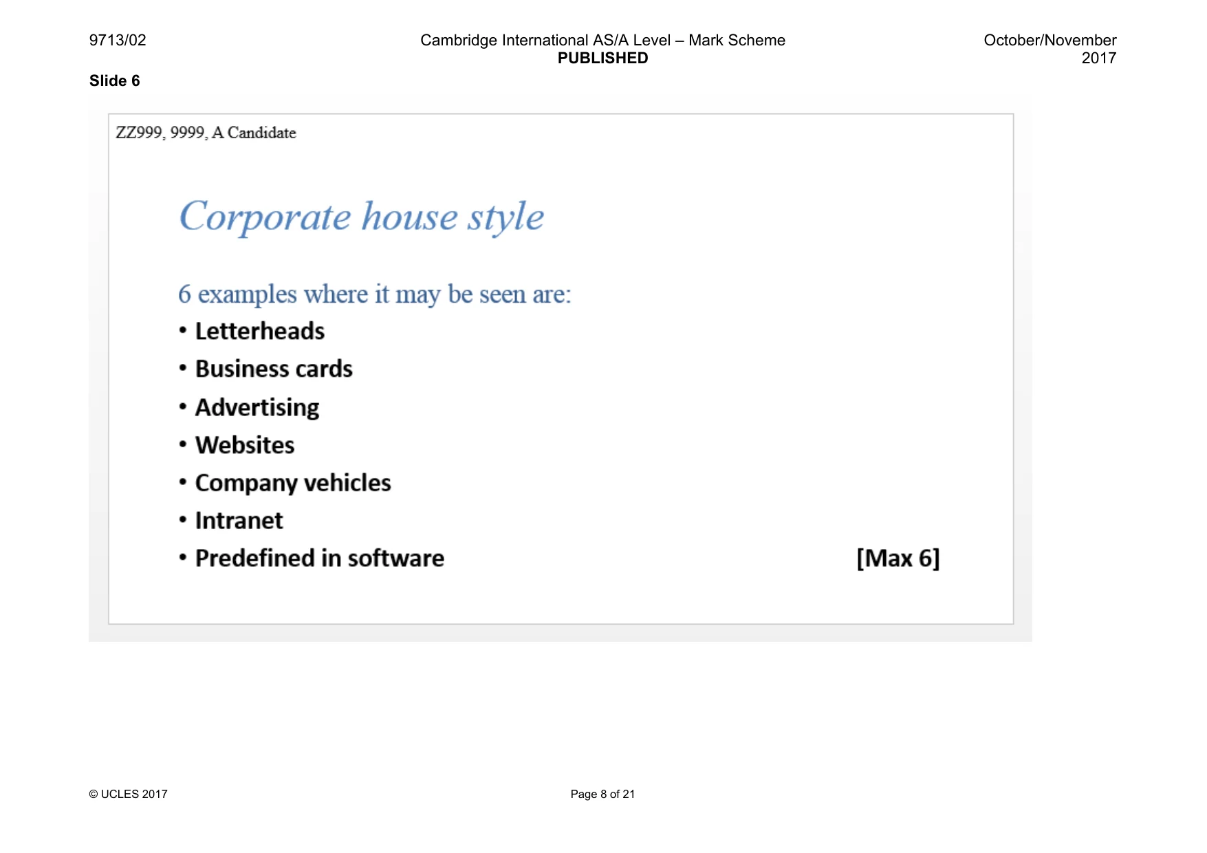 Mark scheme, page 8 of 21
