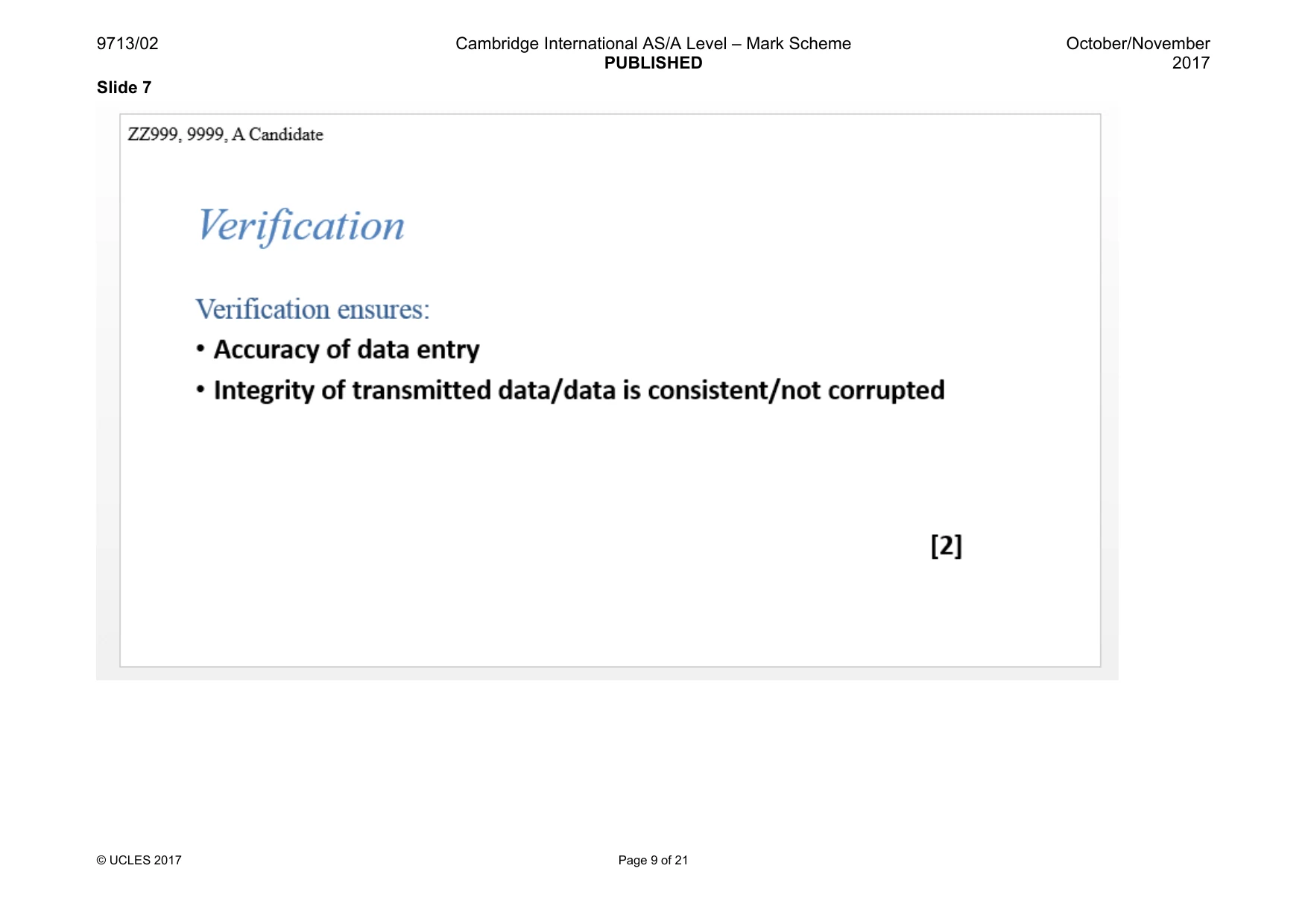Mark scheme, page 9 of 21