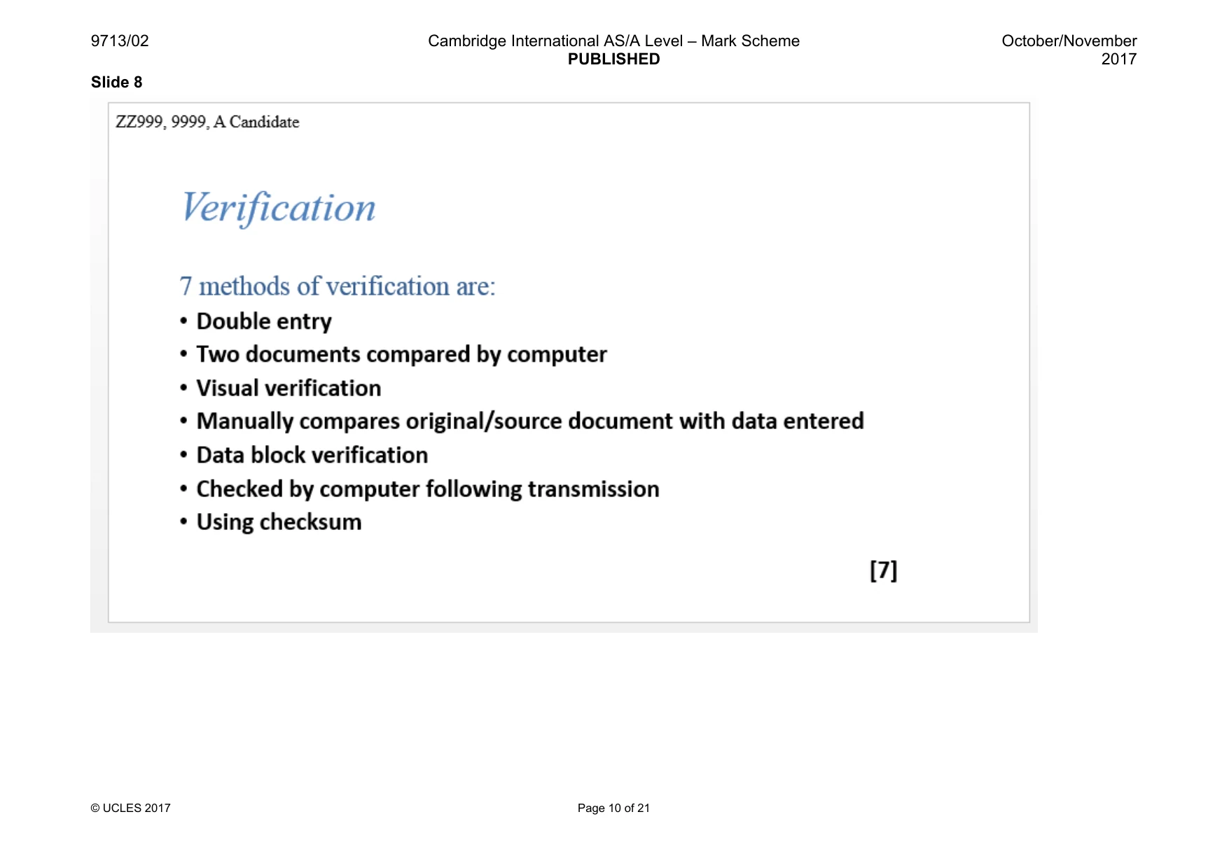 Mark scheme, page 10 of 21