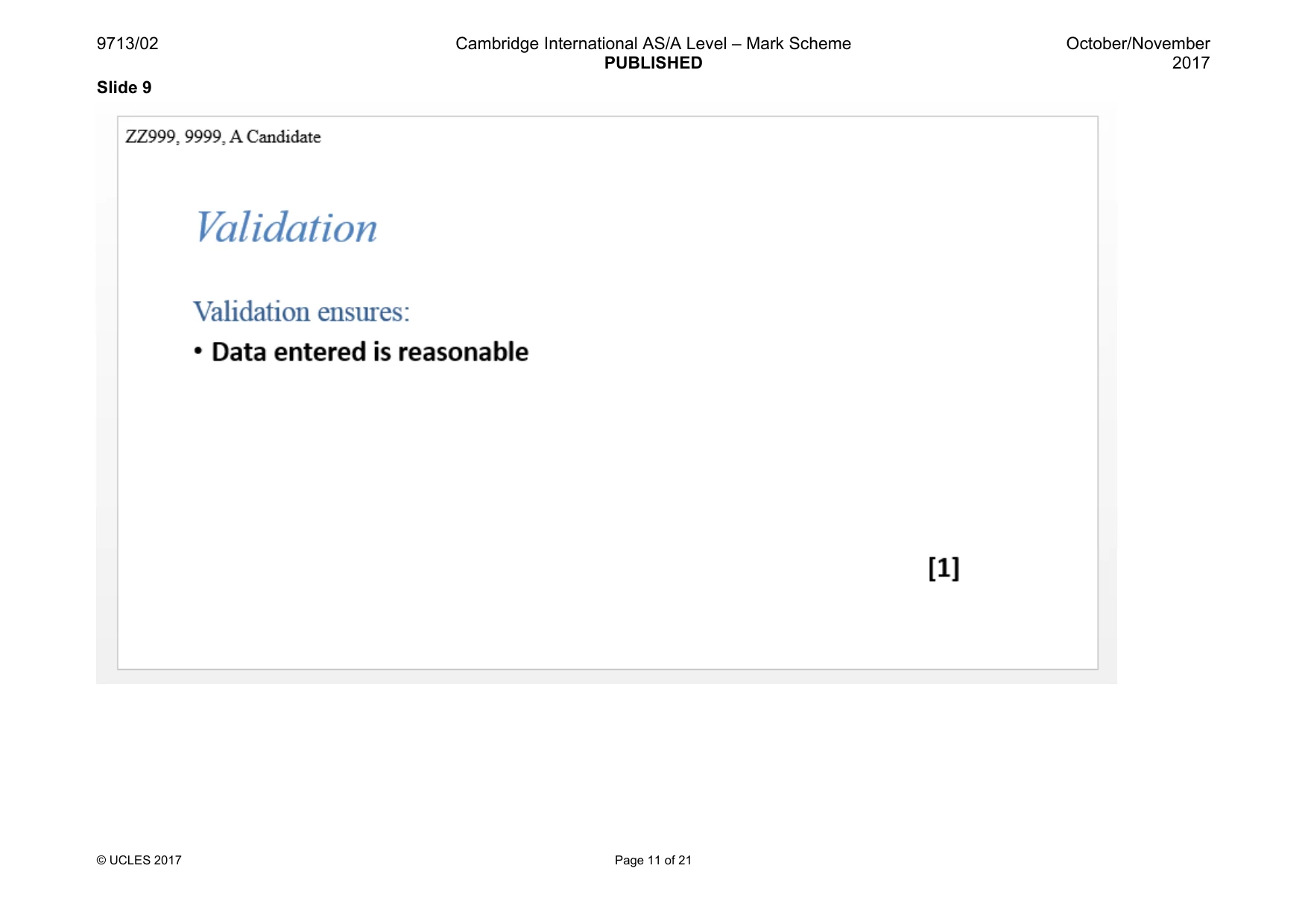 Mark scheme, page 11 of 21