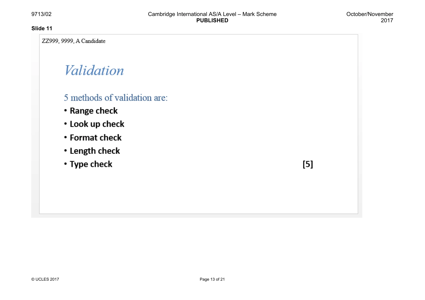 Mark scheme, page 13 of 21