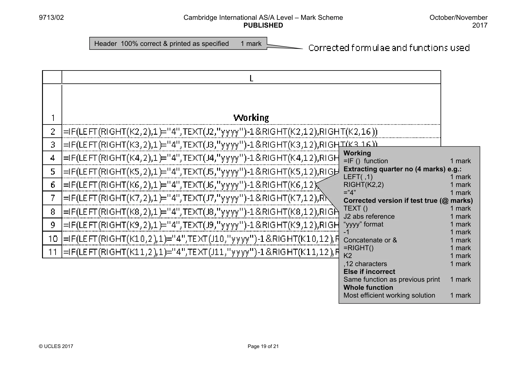 Mark scheme, page 19 of 21