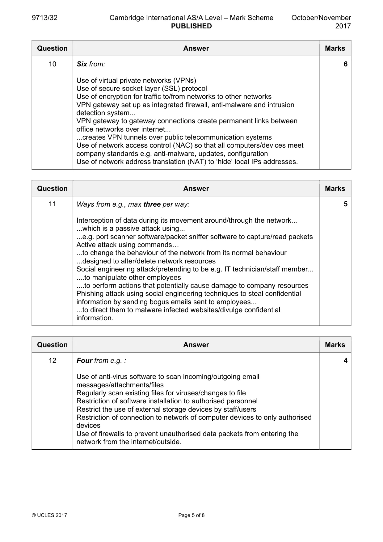 Mark scheme, page 5 of 8