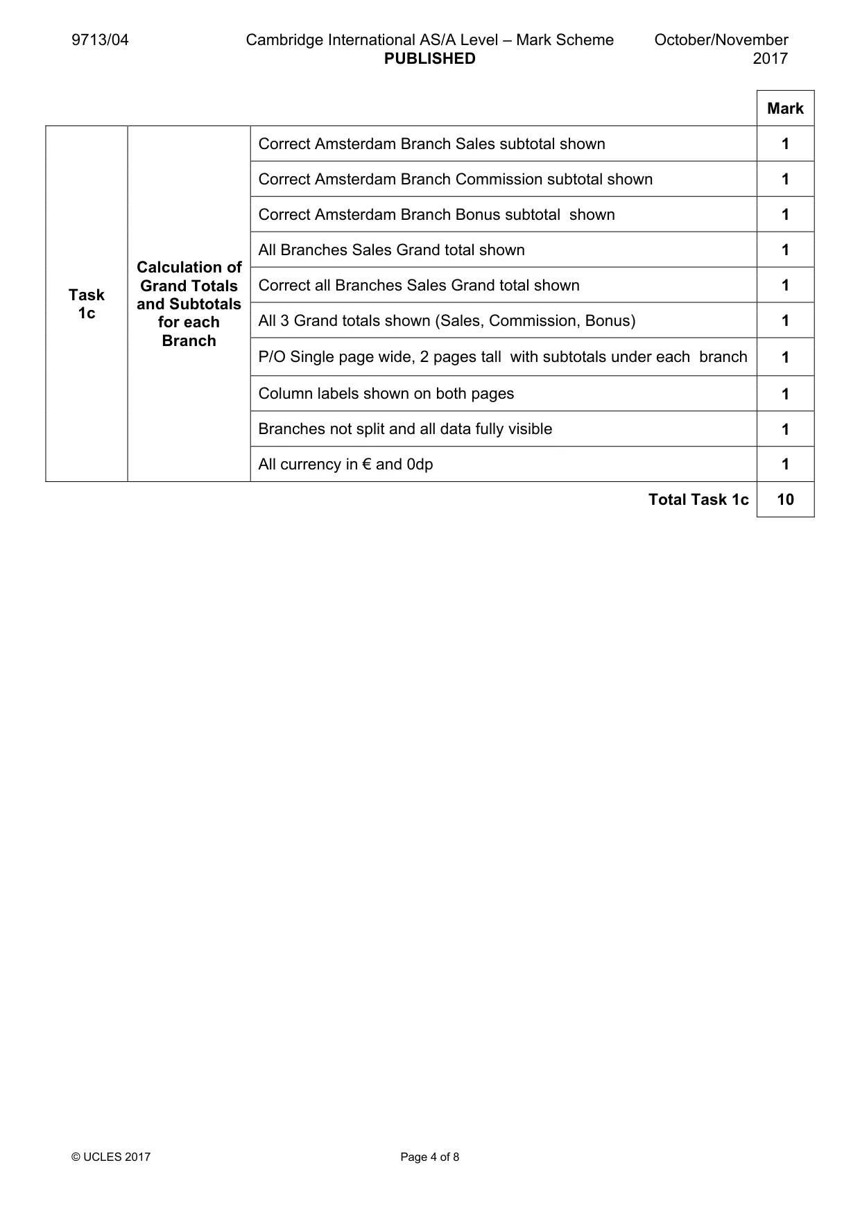 Mark scheme, page 4 of 8