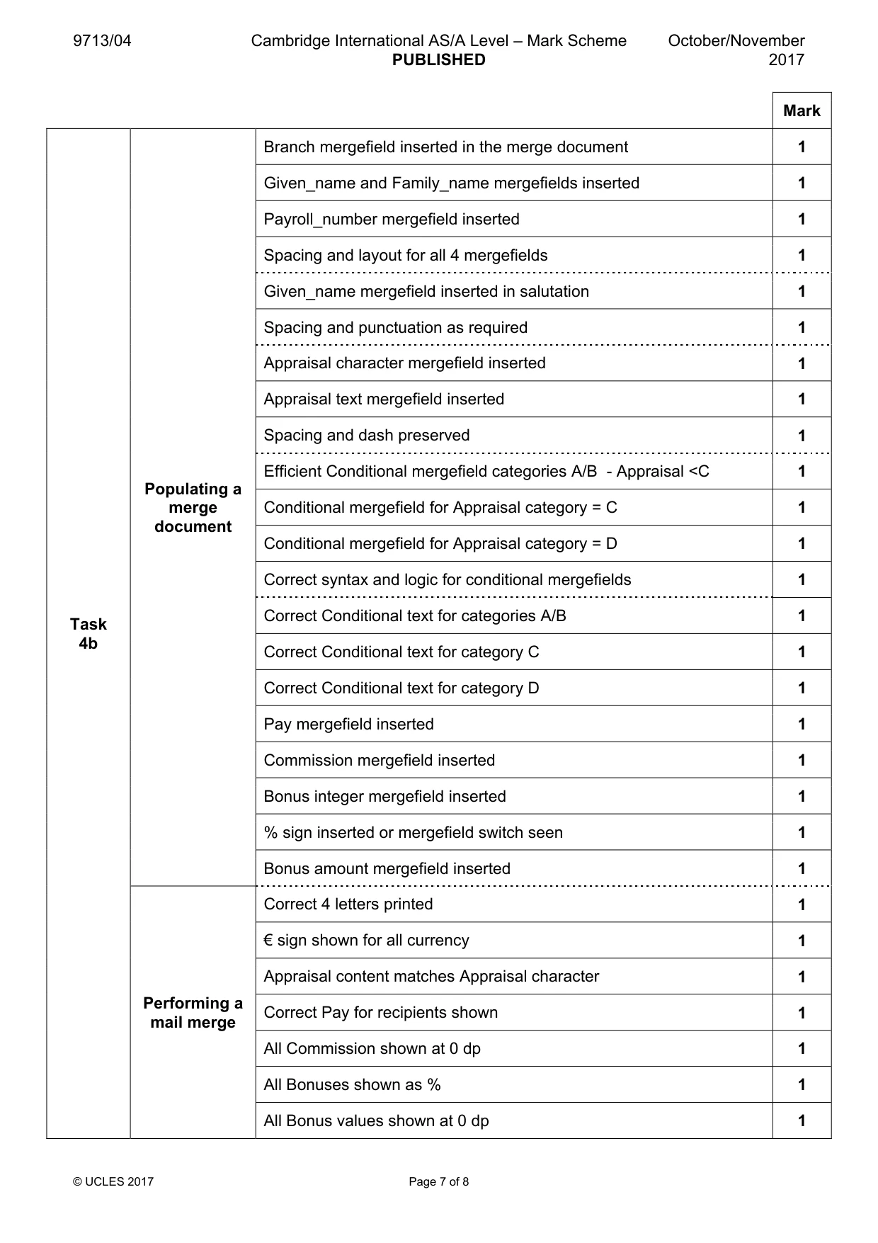 Mark scheme, page 7 of 8