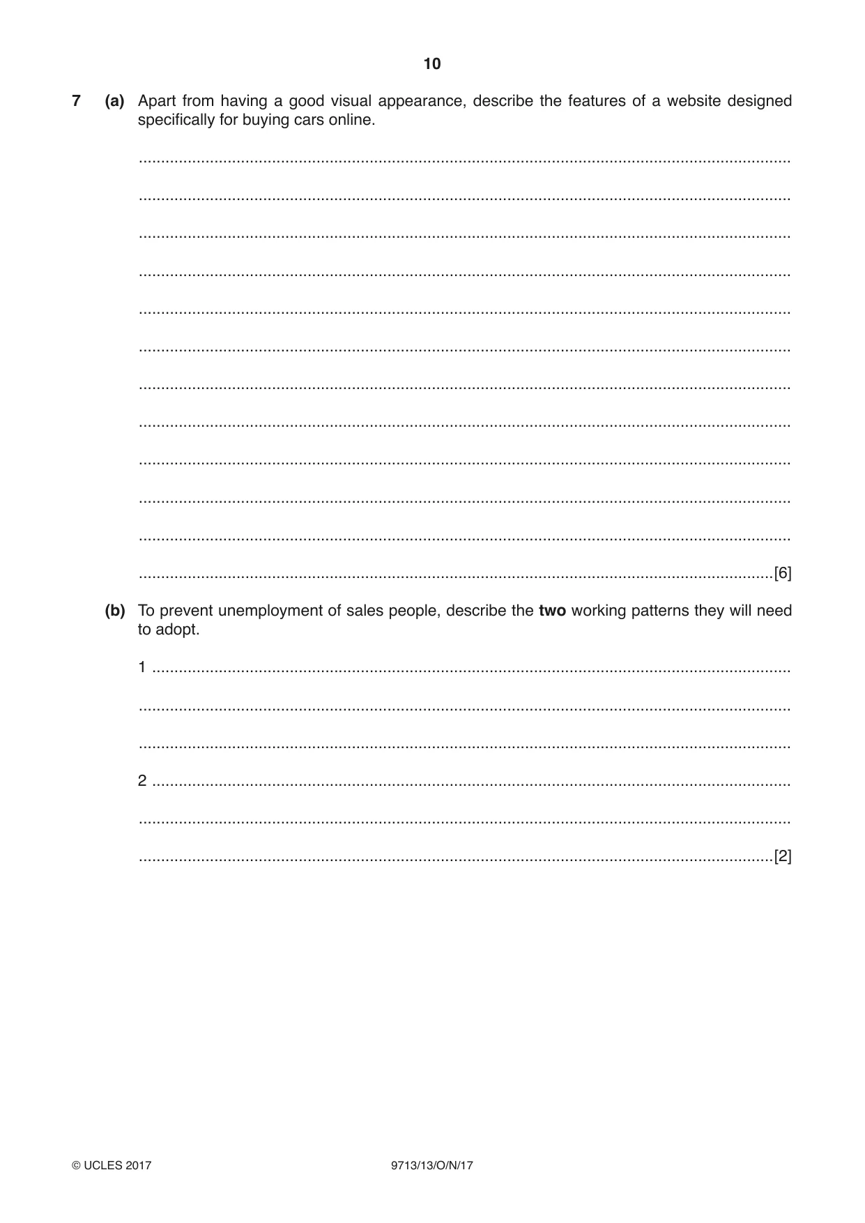 Cambridge A Level Applied Information and Communication Technology 9713 2017 Oct/Nov Paper 1 · Variant 3 question paper, page 10 of 16