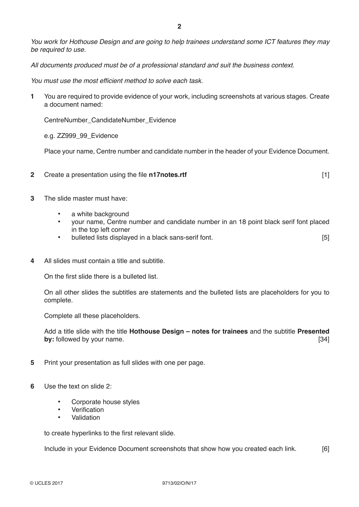 Cambridge A Level Applied Information and Communication Technology 9713 2017 Oct/Nov Paper 2 · Variant 1 question paper, page 2 of 8