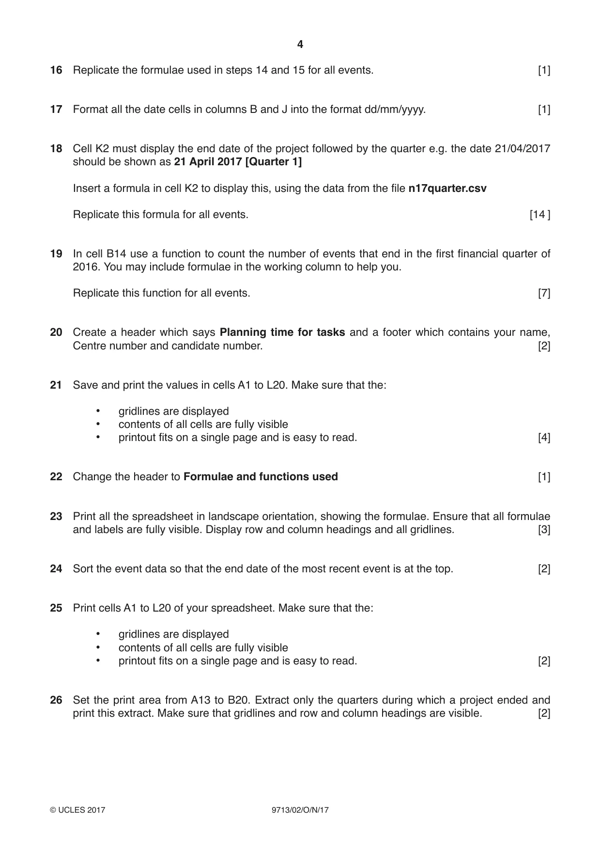 Cambridge A Level Applied Information and Communication Technology 9713 2017 Oct/Nov Paper 2 · Variant 1 question paper, page 4 of 8