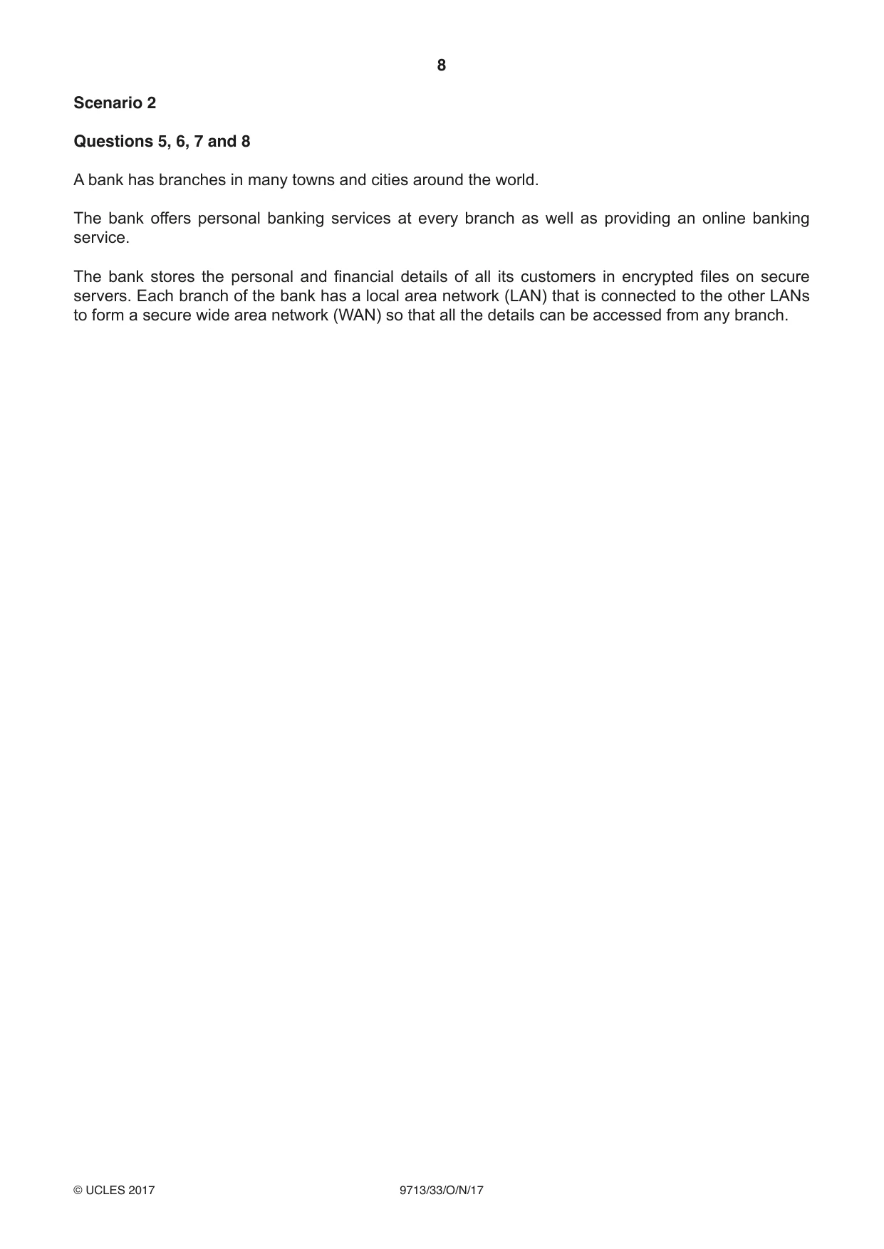 Cambridge A Level Applied Information and Communication Technology 9713 2017 Oct/Nov Paper 3 · Variant 3 question paper, page 8 of 16
