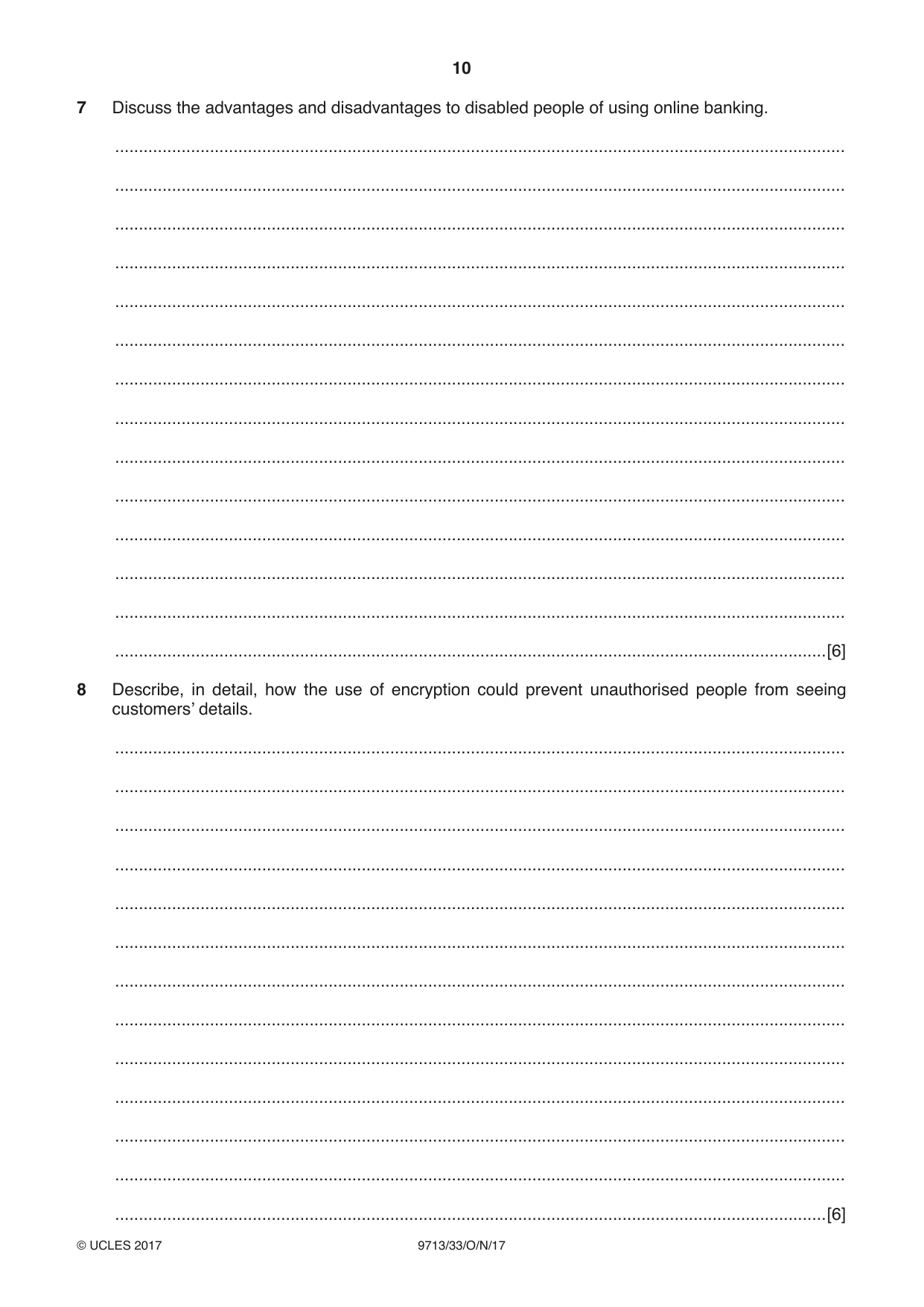 Cambridge A Level Applied Information and Communication Technology 9713 2017 Oct/Nov Paper 3 · Variant 3 question paper, page 10 of 16