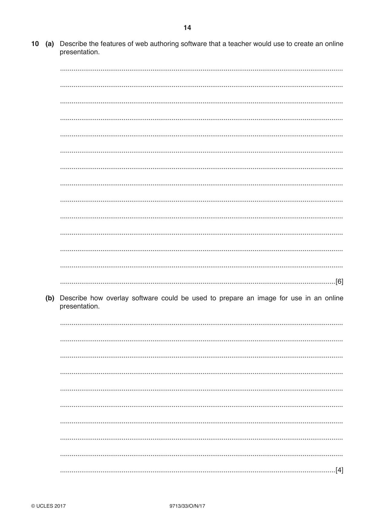 Cambridge A Level Applied Information and Communication Technology 9713 2017 Oct/Nov Paper 3 · Variant 3 question paper, page 14 of 16