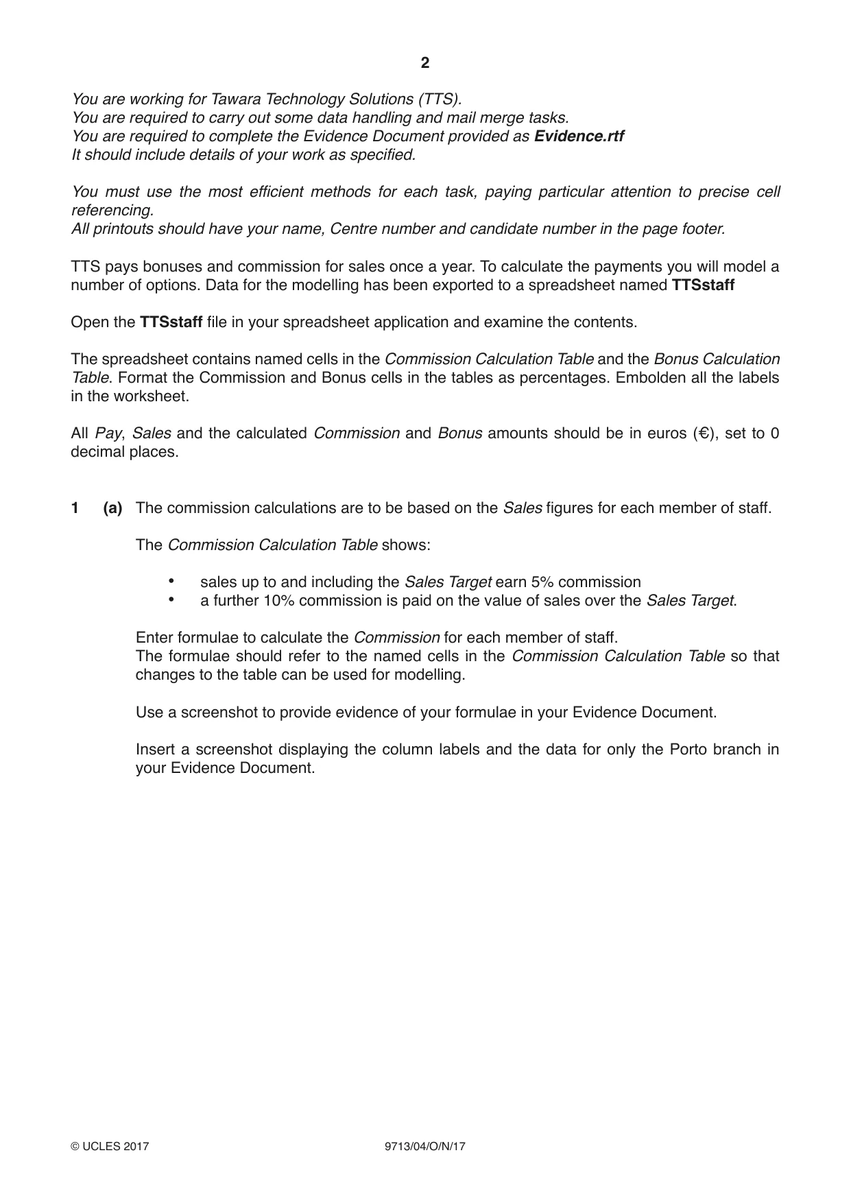 Cambridge A Level Applied Information and Communication Technology 9713 2017 Oct/Nov Paper 4 · Variant 1 question paper, page 2 of 8