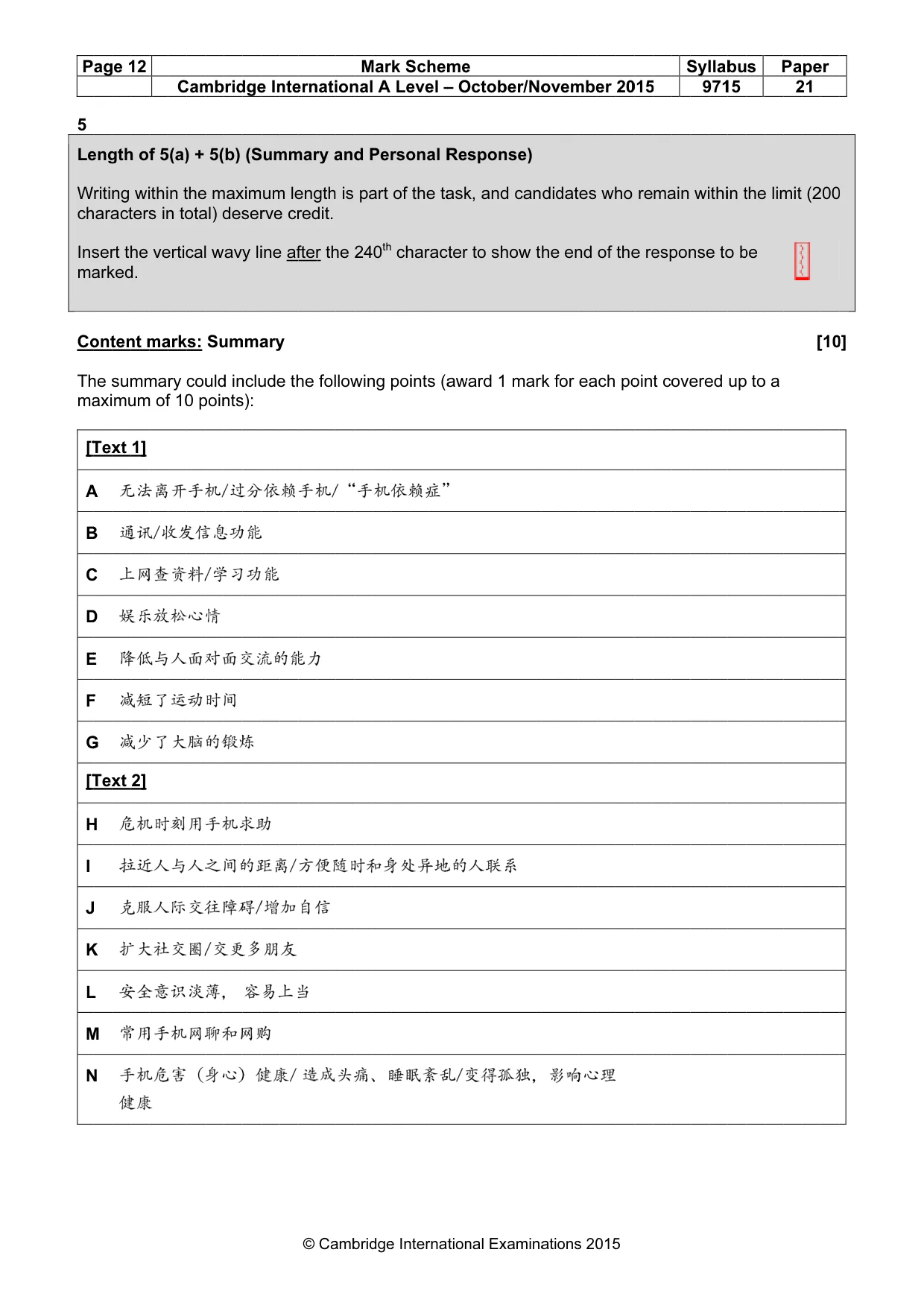 Mark scheme, page 12 of 13