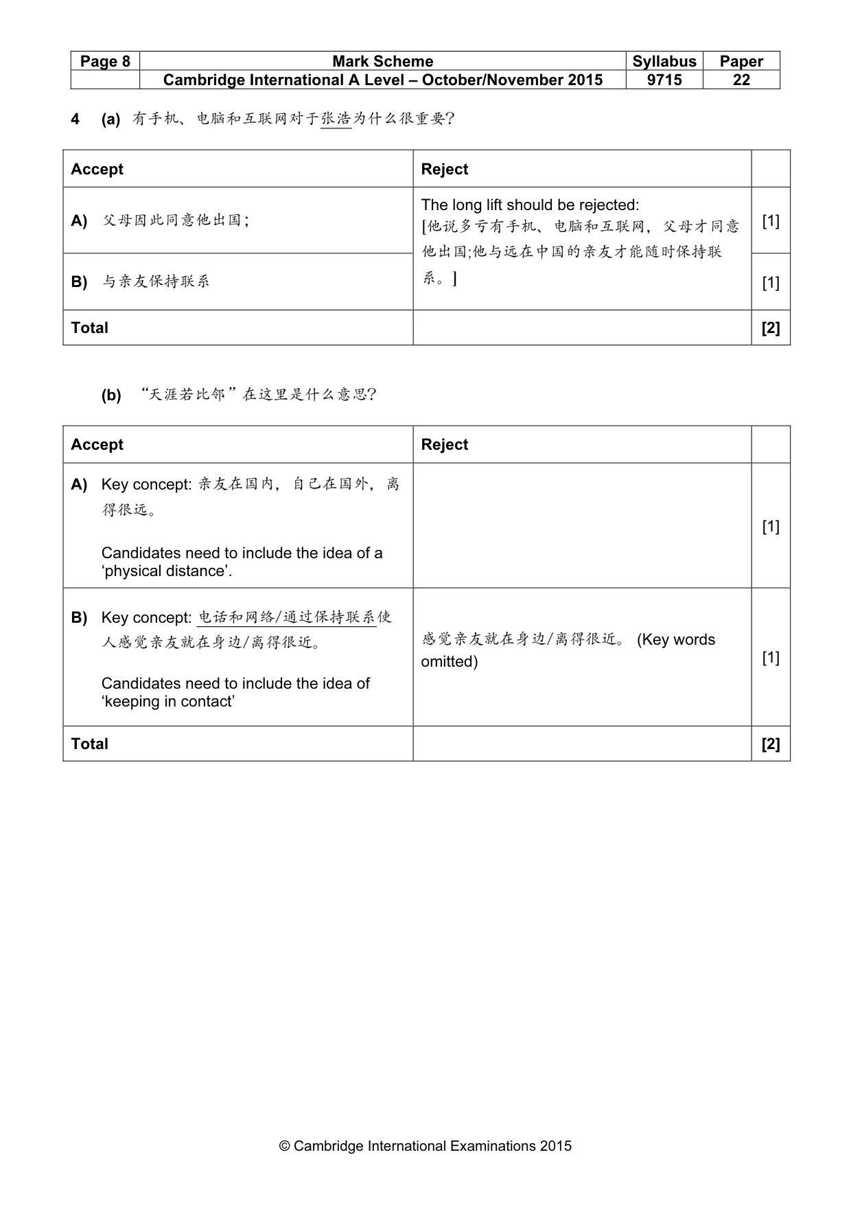Mark scheme, page 8 of 15