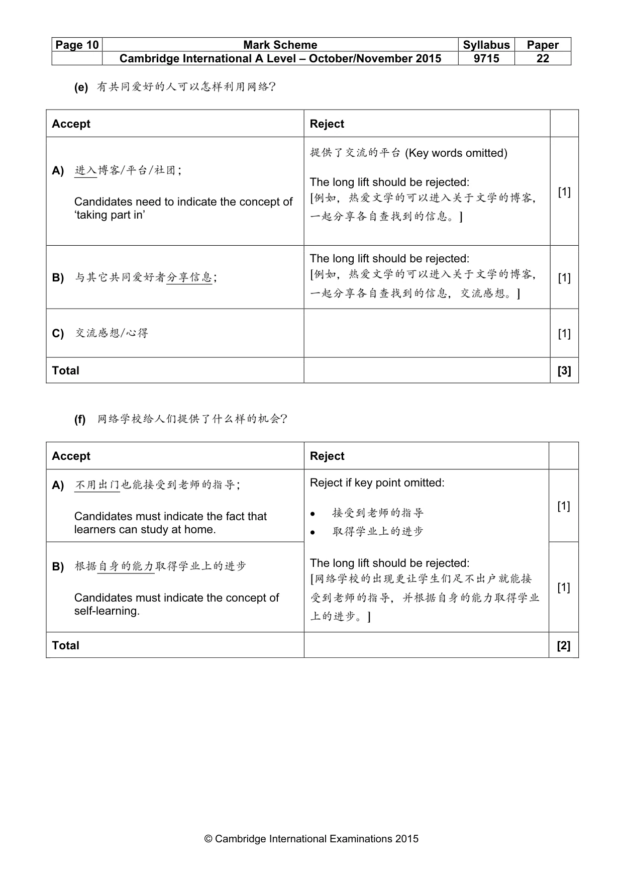 Mark scheme, page 10 of 15