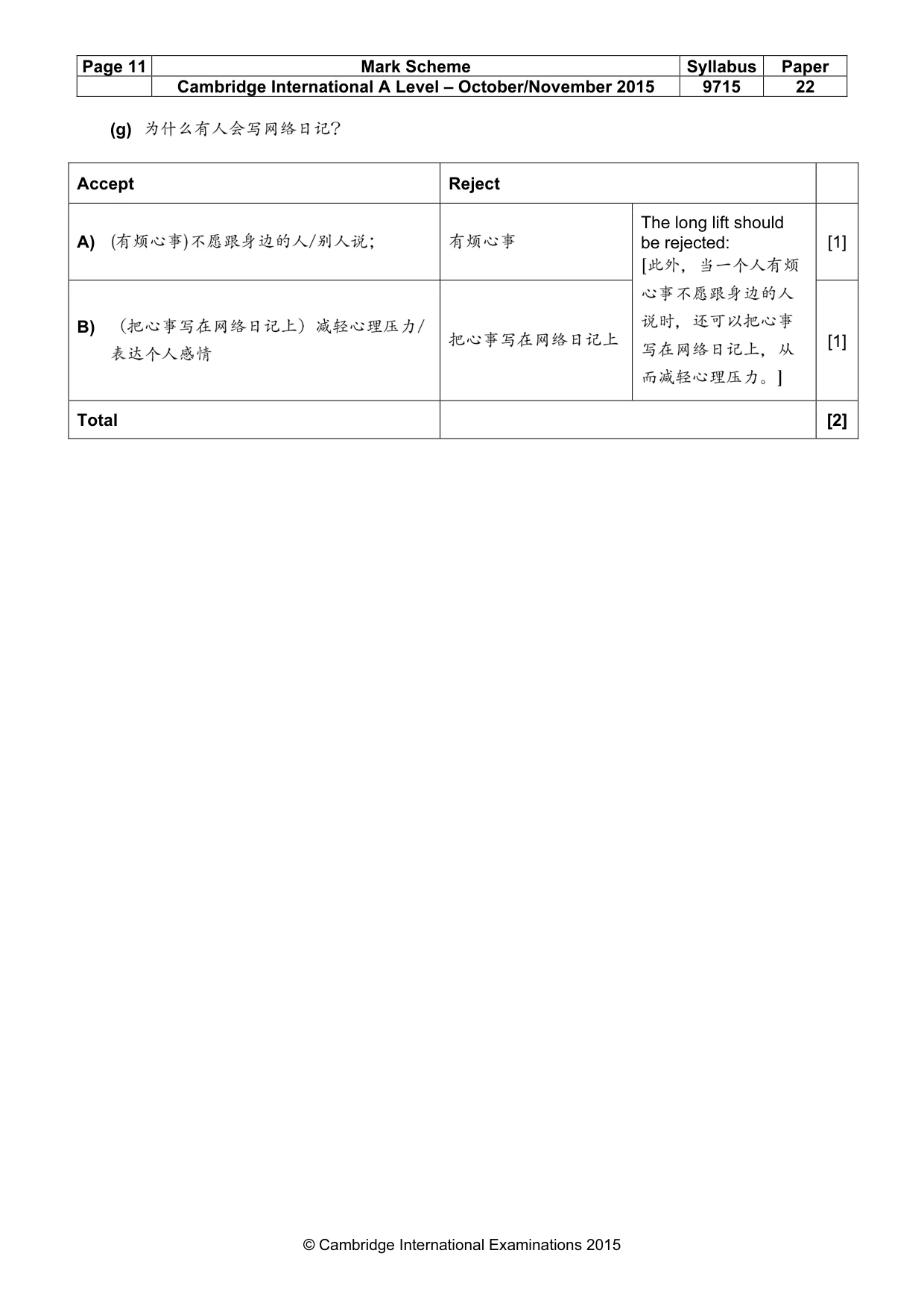 Mark scheme, page 11 of 15