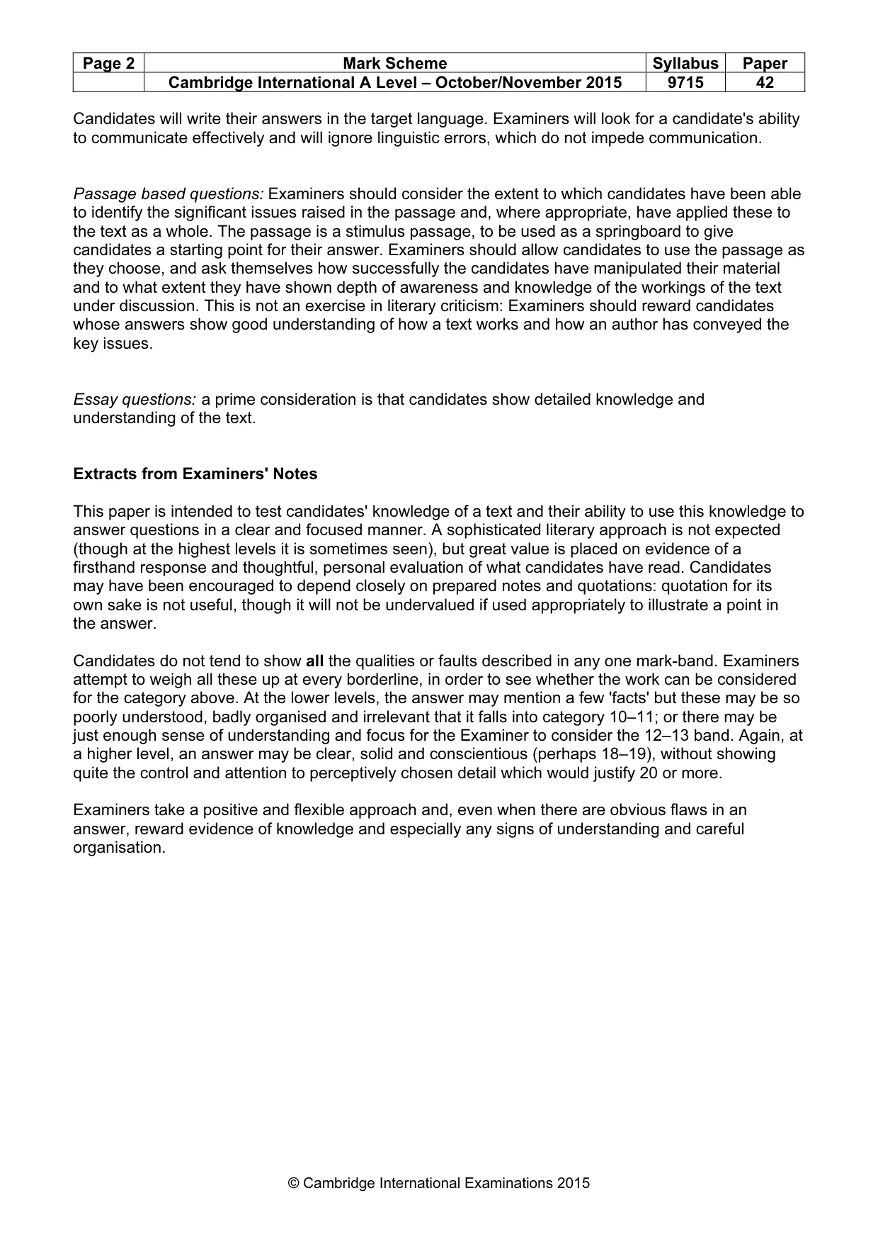 Mark scheme, page 2 of 3
