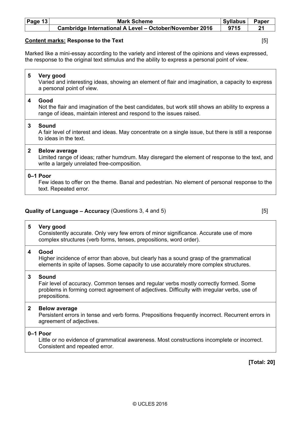 Mark scheme, page 13 of 13