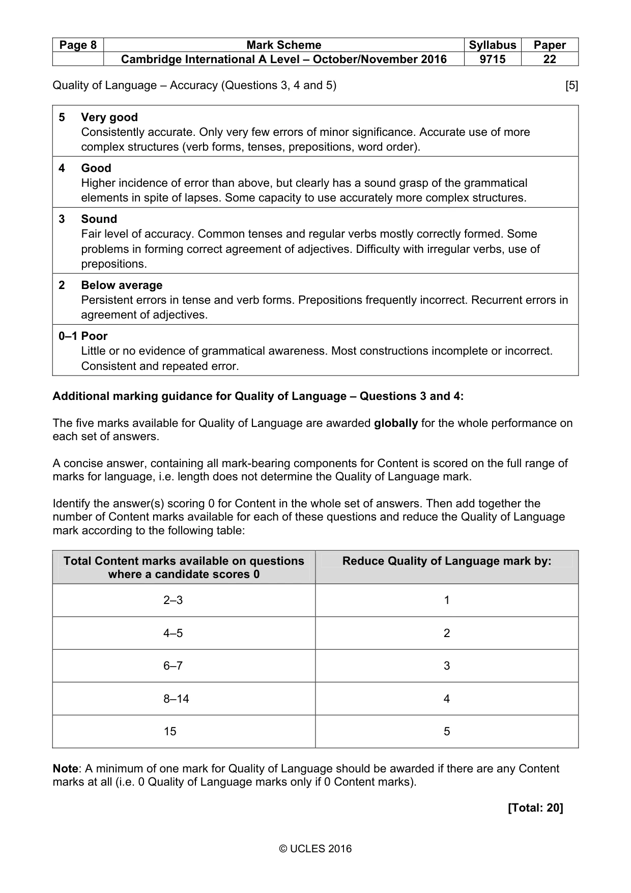 Mark scheme, page 8 of 14