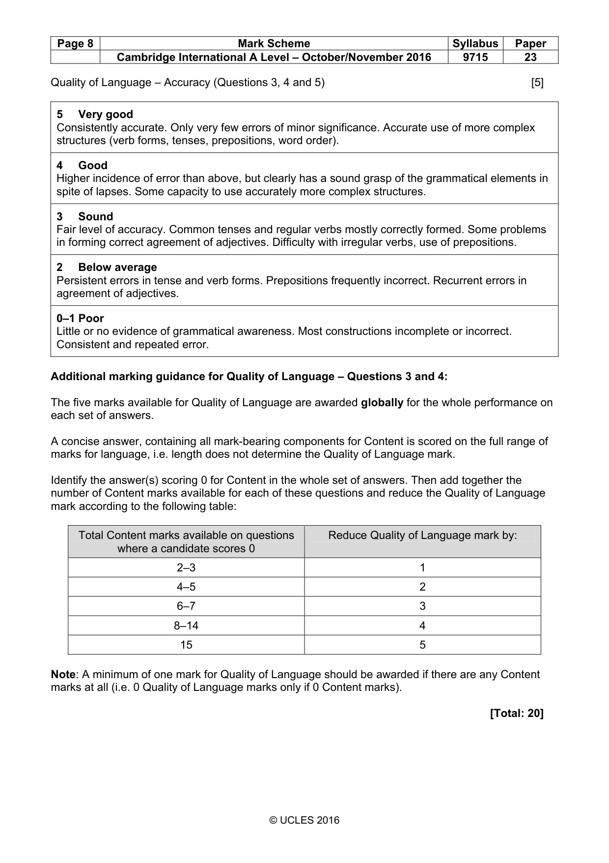 Mark scheme, page 8 of 13