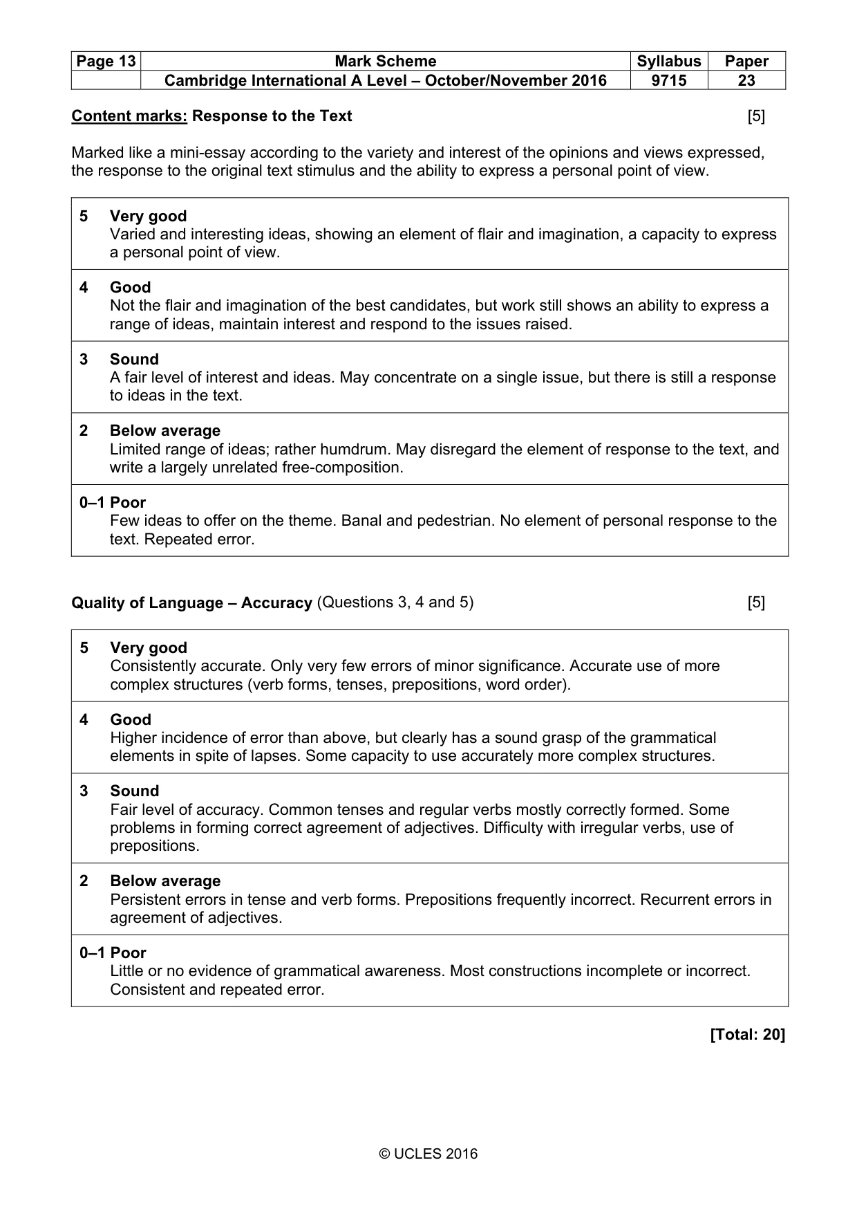 Mark scheme, page 13 of 13