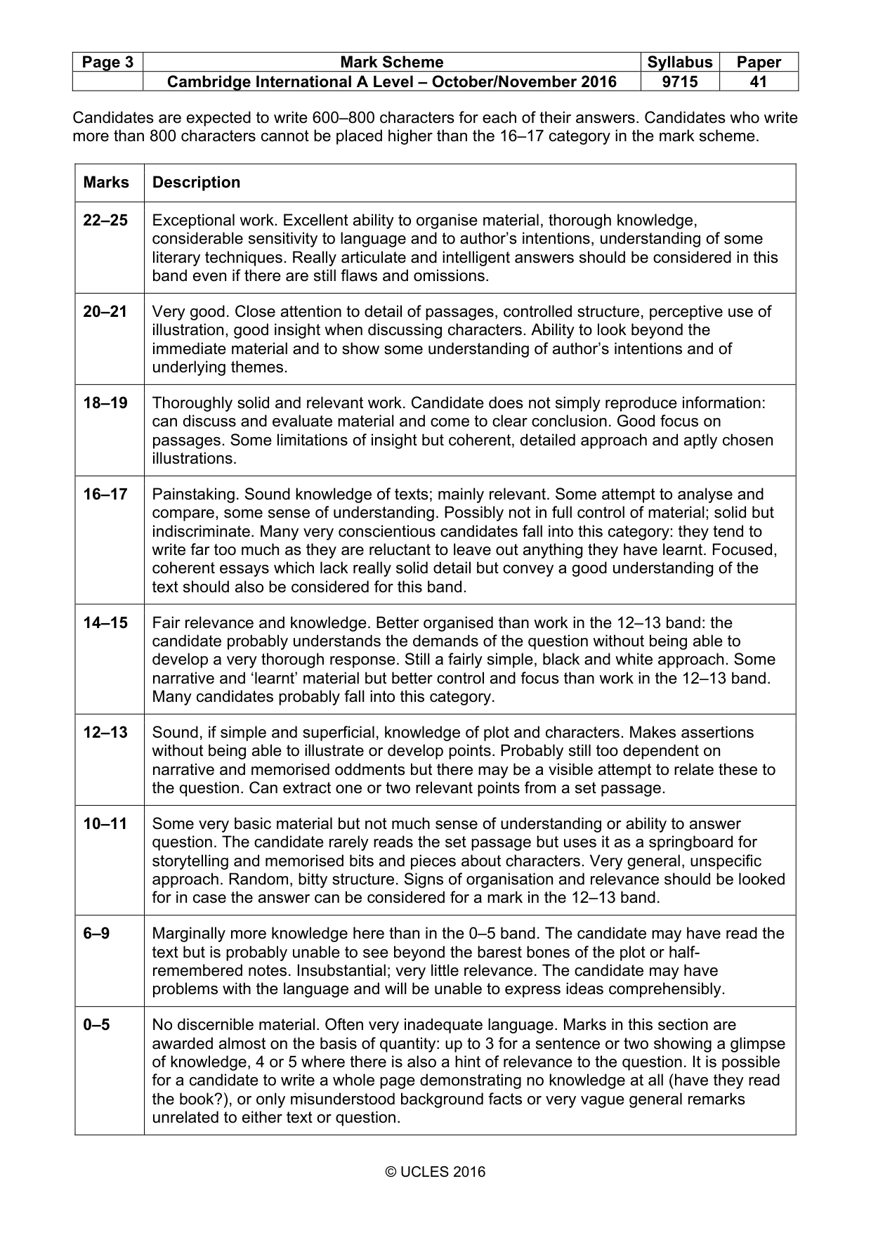 Mark scheme, page 3 of 3