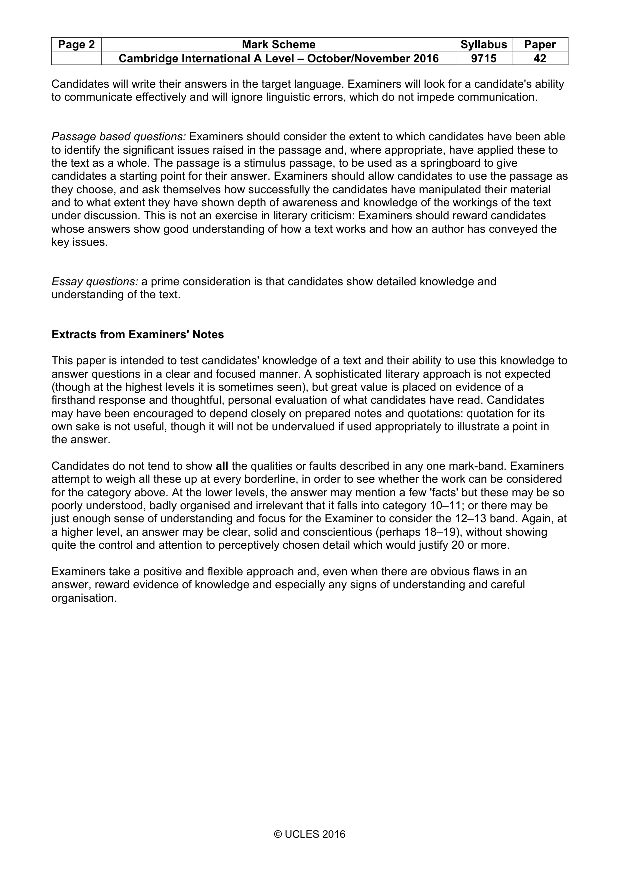 Mark scheme, page 2 of 3