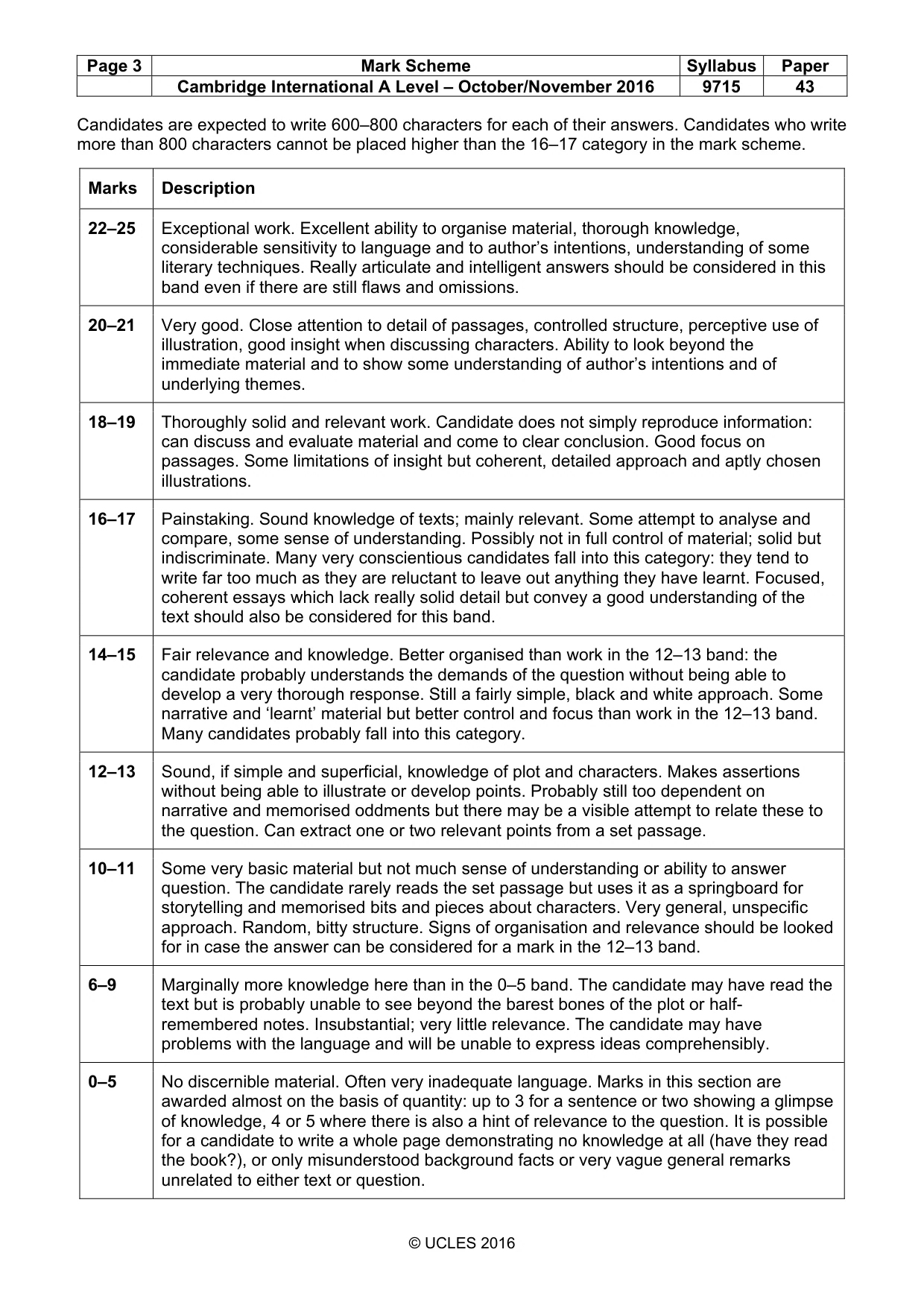 Mark scheme, page 3 of 3