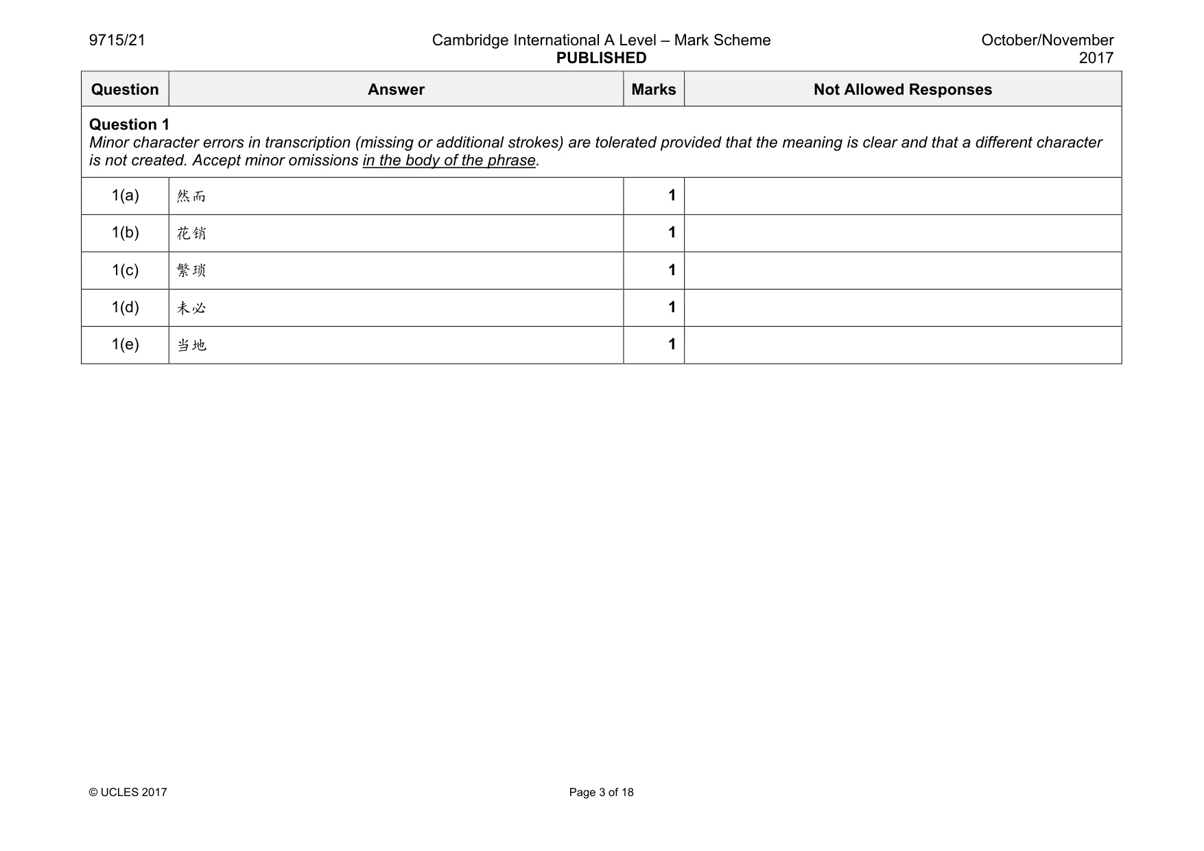 Mark scheme, page 3 of 18