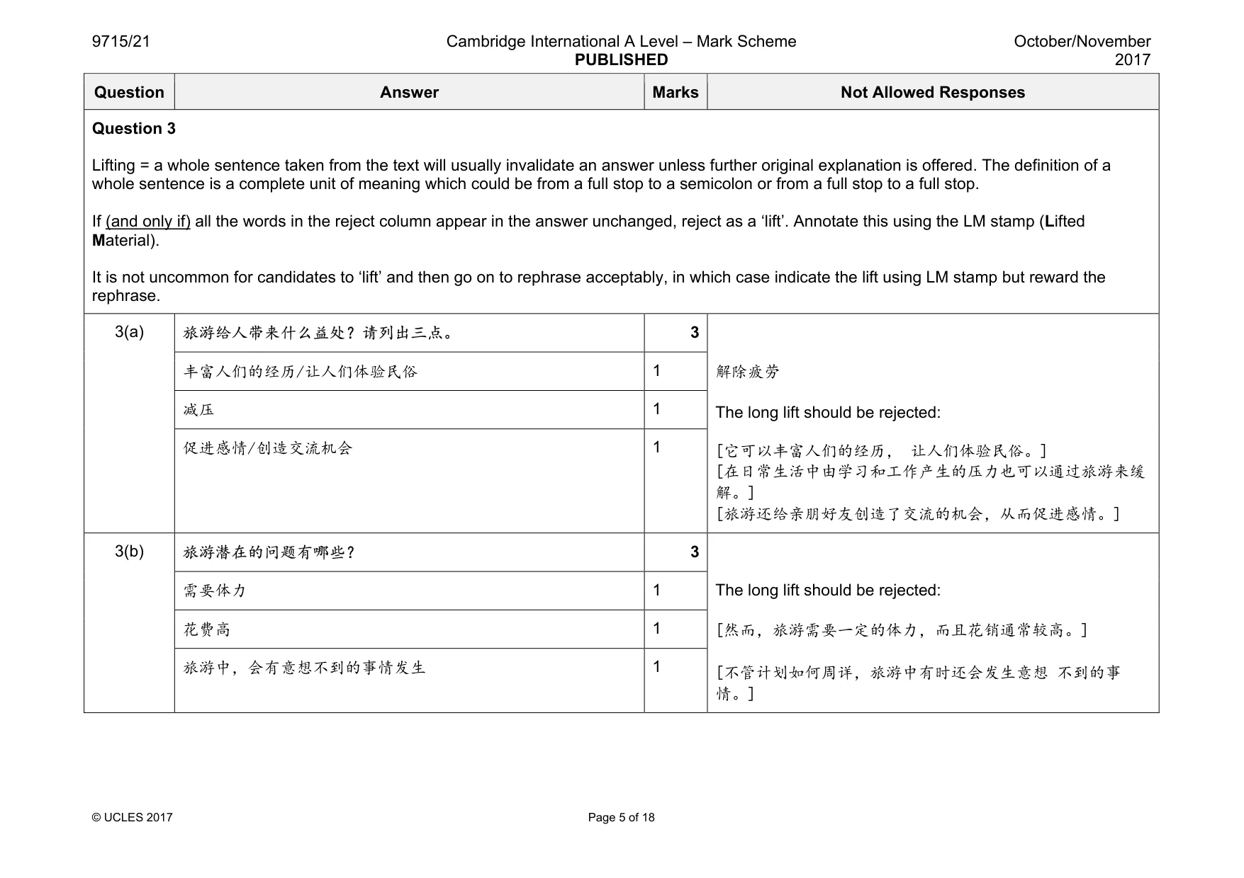 Mark scheme, page 5 of 18