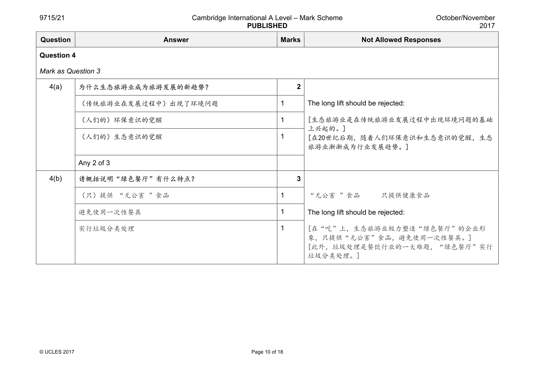 Mark scheme, page 10 of 18