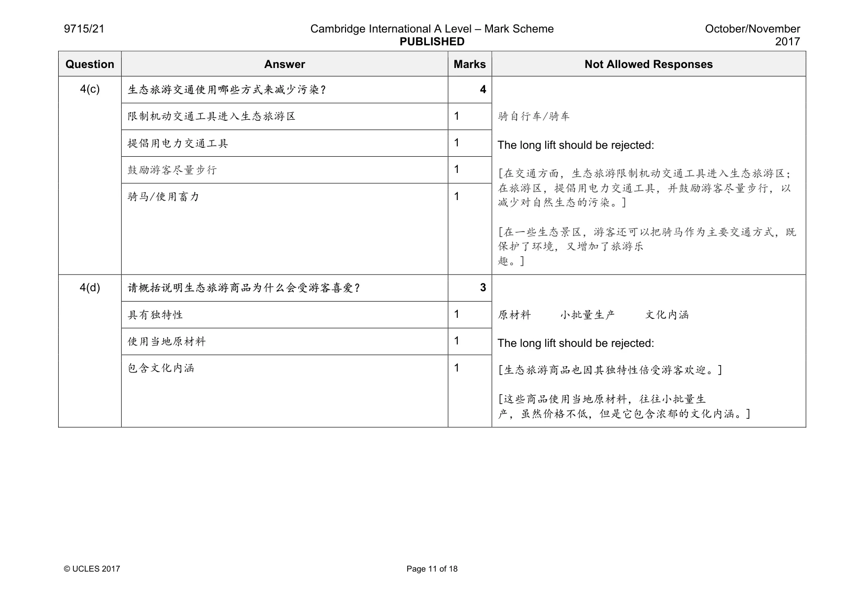 Mark scheme, page 11 of 18