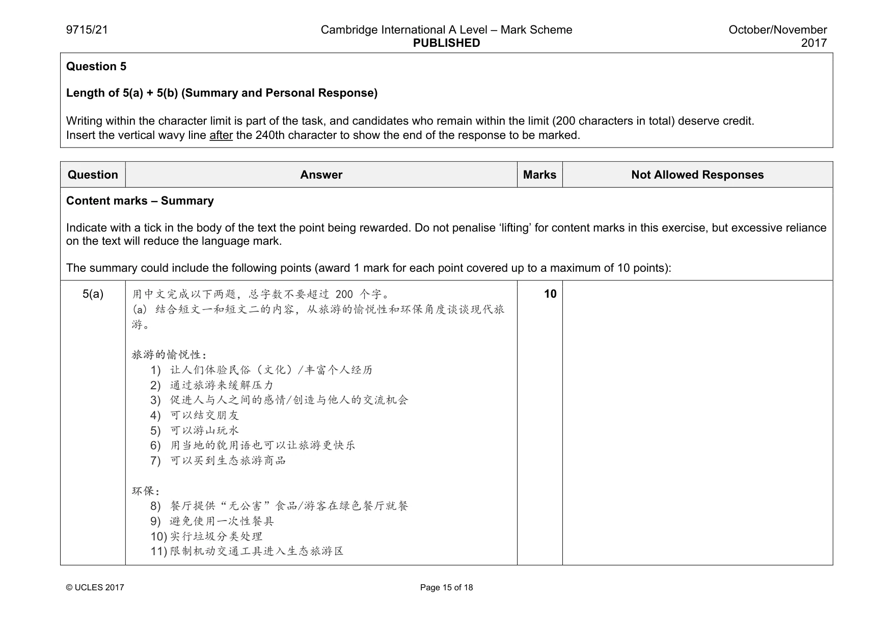 Mark scheme, page 15 of 18