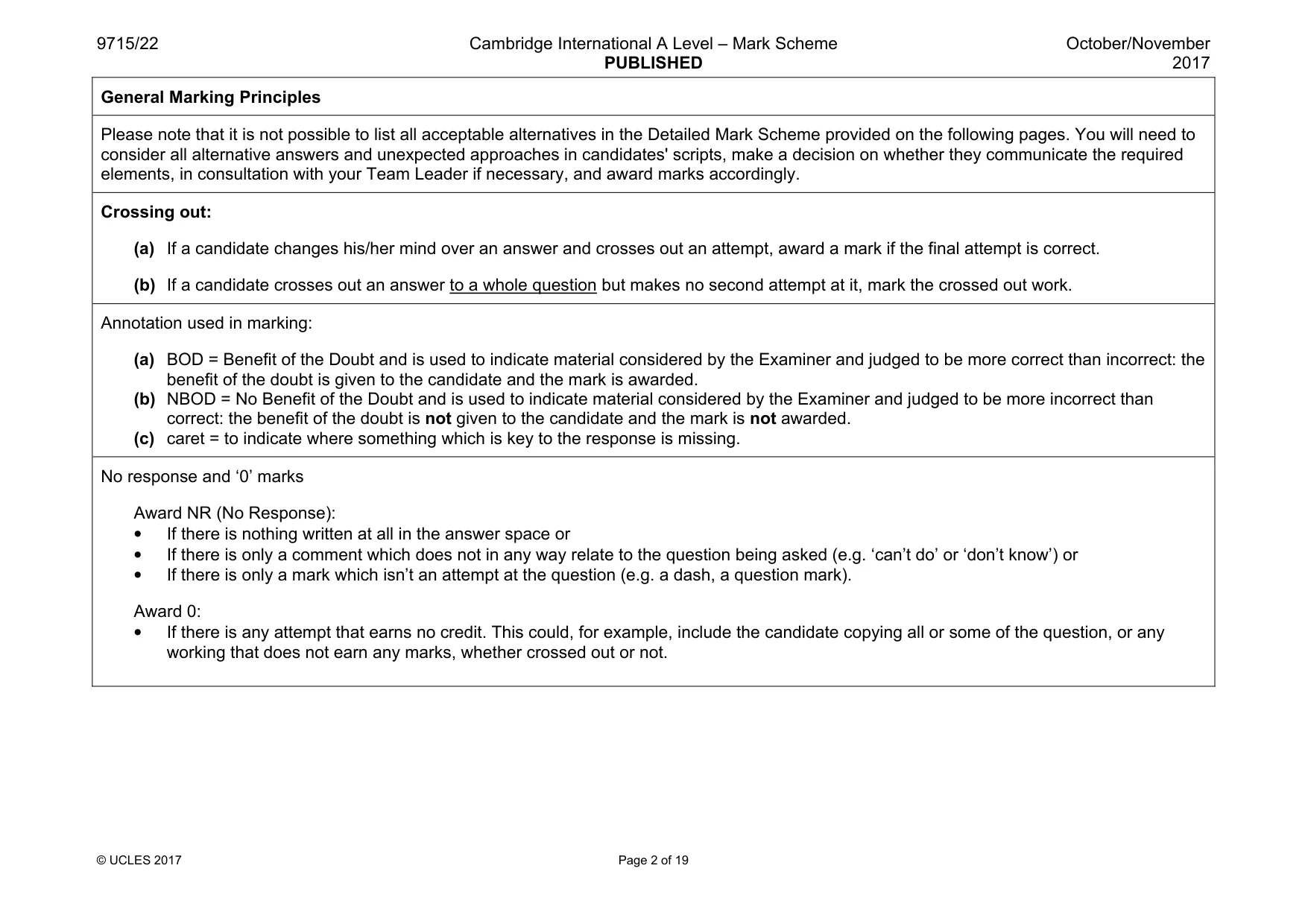 Mark scheme, page 2 of 19