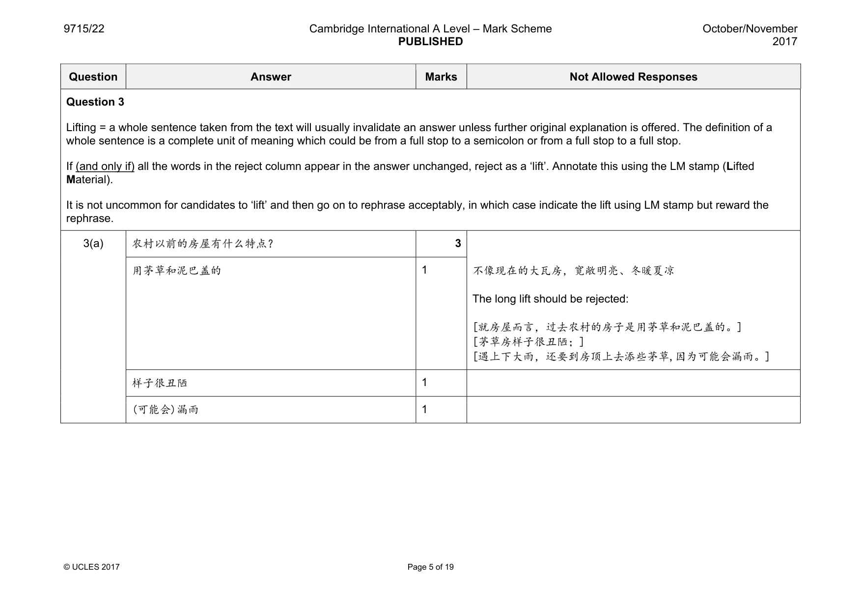 Mark scheme, page 5 of 19