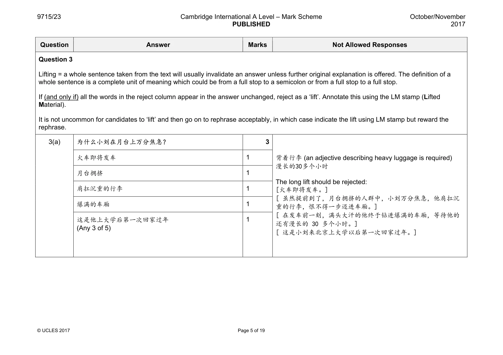 Mark scheme, page 5 of 19