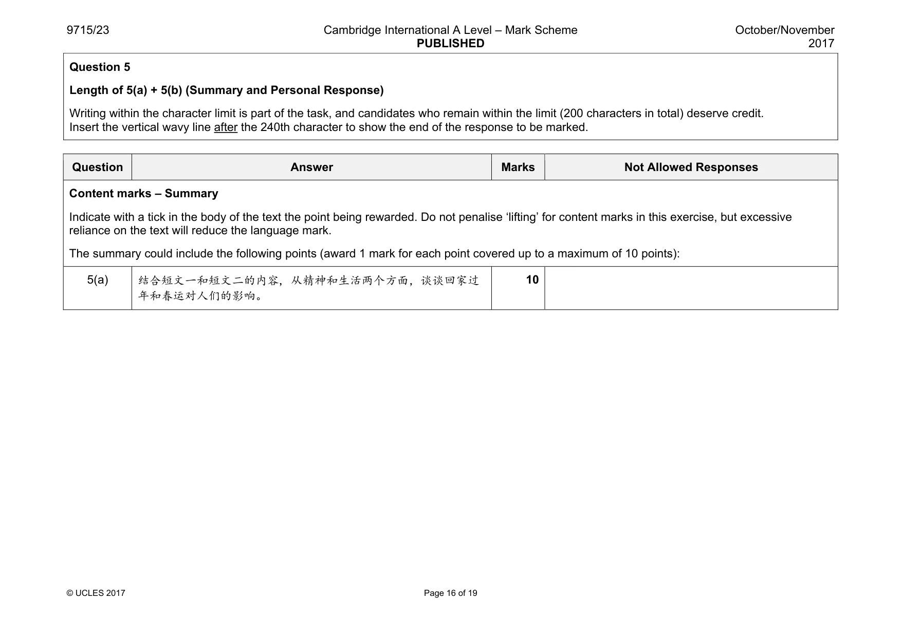 Mark scheme, page 16 of 19