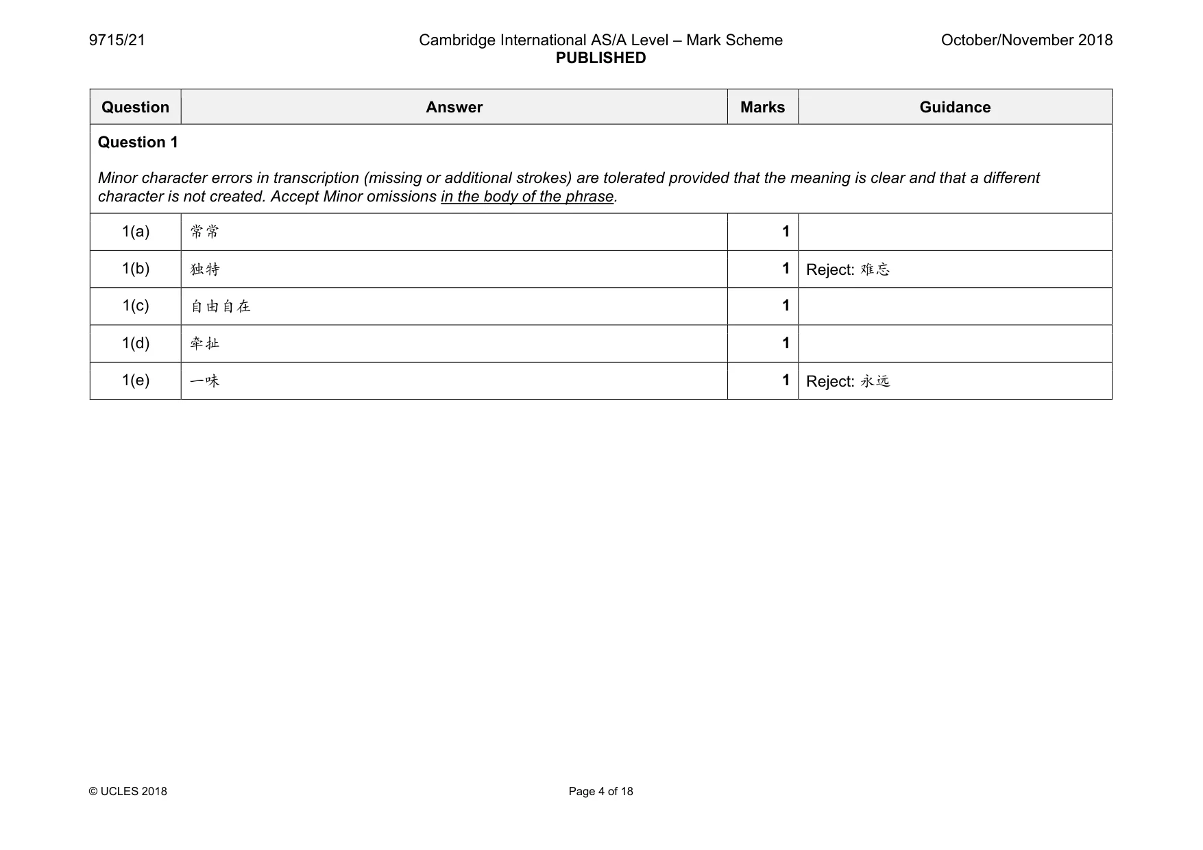 Mark scheme, page 4 of 18
