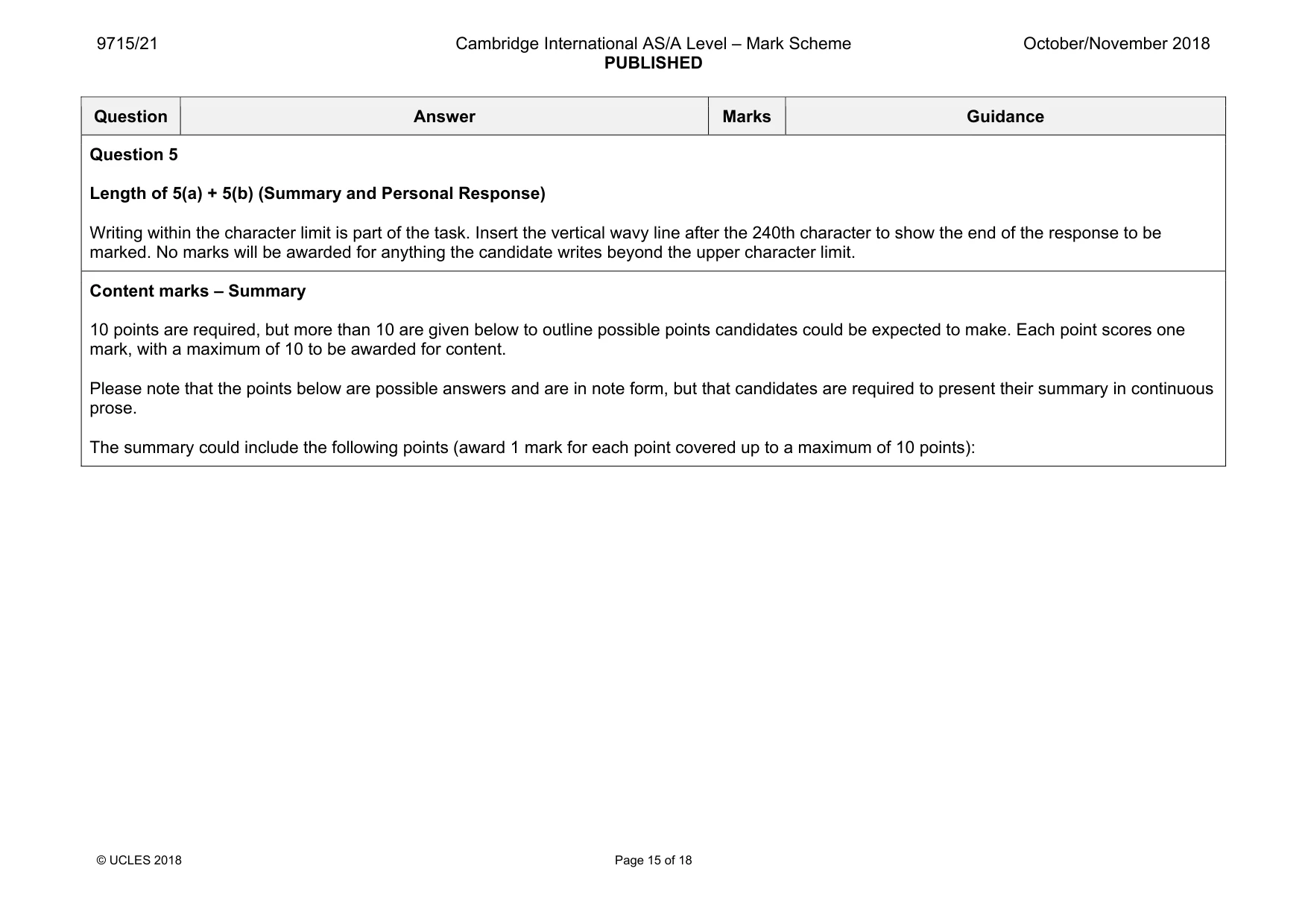 Mark scheme, page 15 of 18