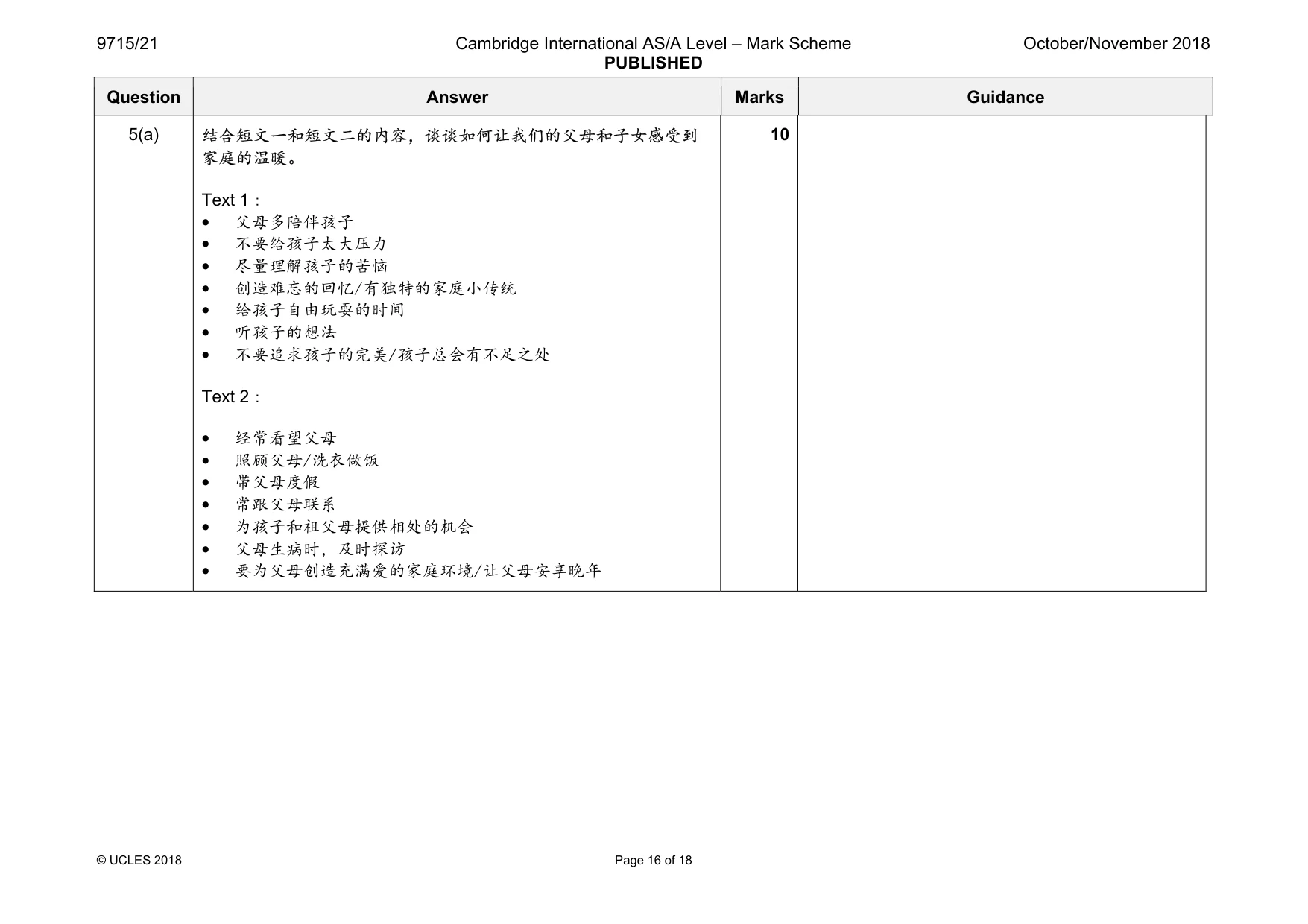 Mark scheme, page 16 of 18