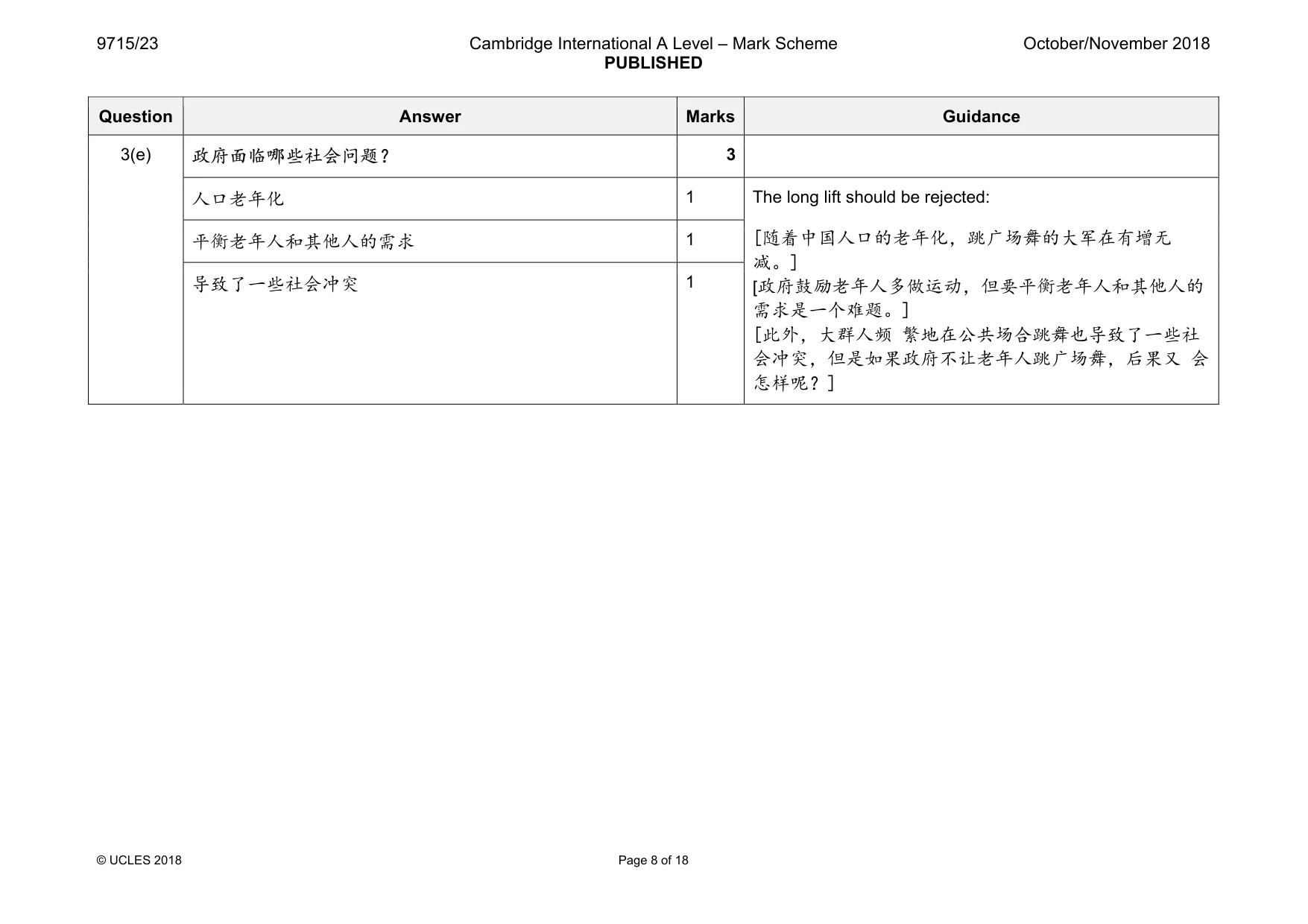 Mark scheme, page 8 of 18