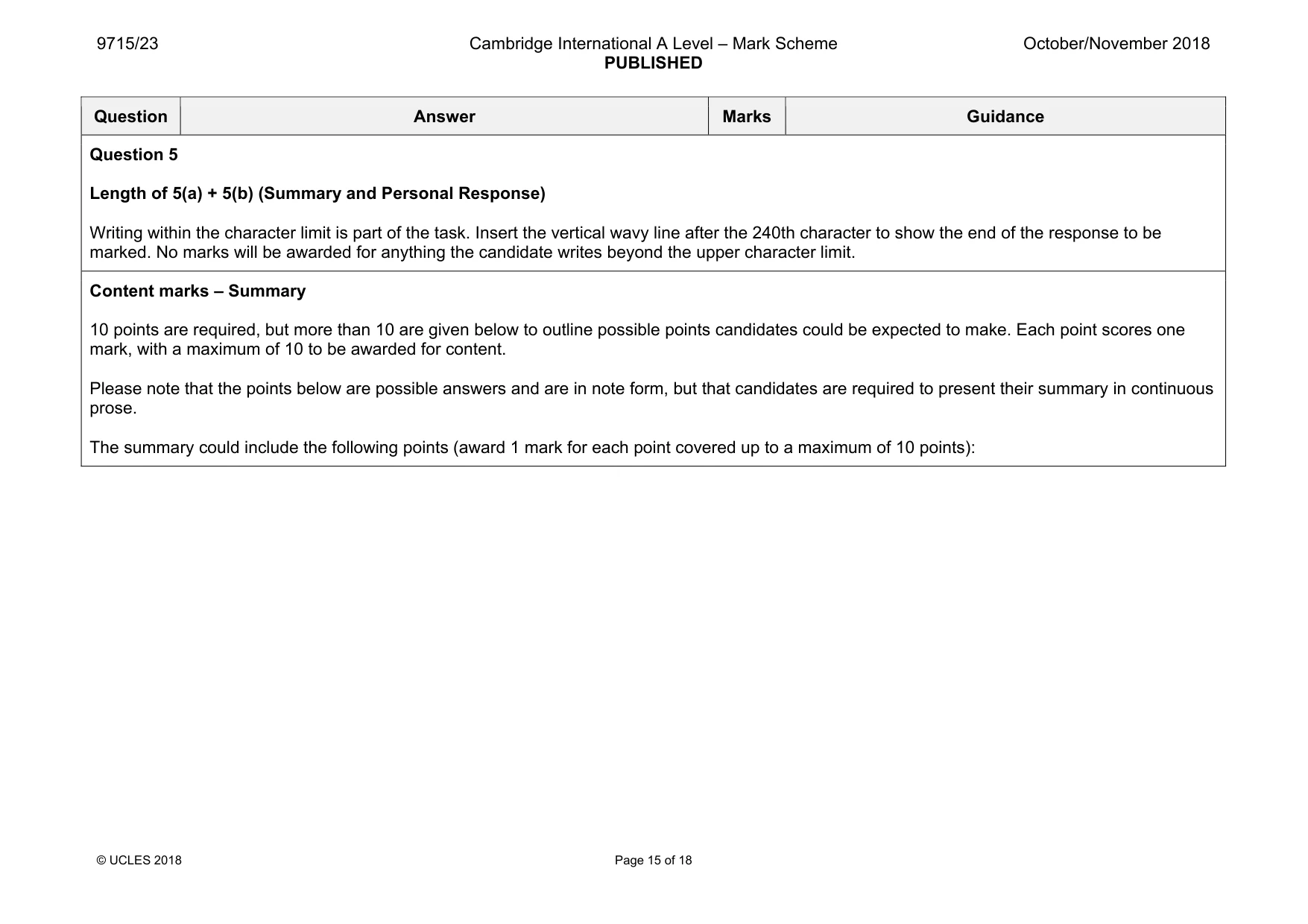 Mark scheme, page 15 of 18